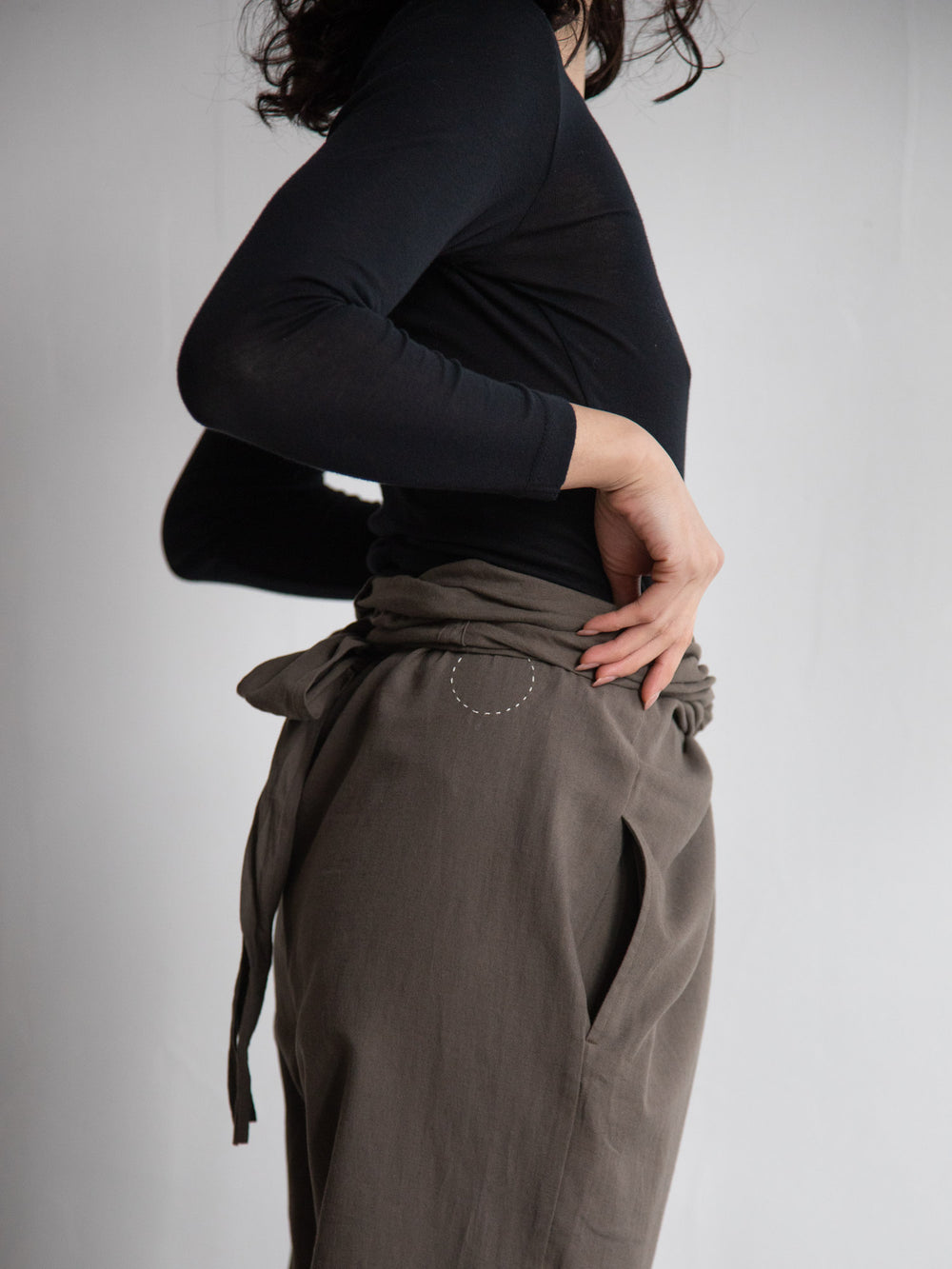 Cotton Cashmere Wrapped Pants - Brown