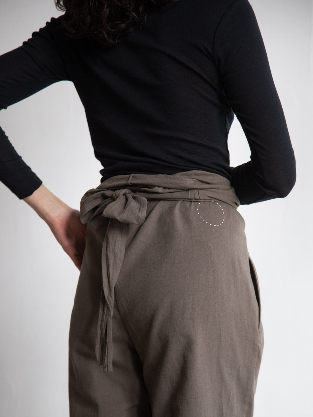 Cotton Cashmere Wrapped Pants - Brown