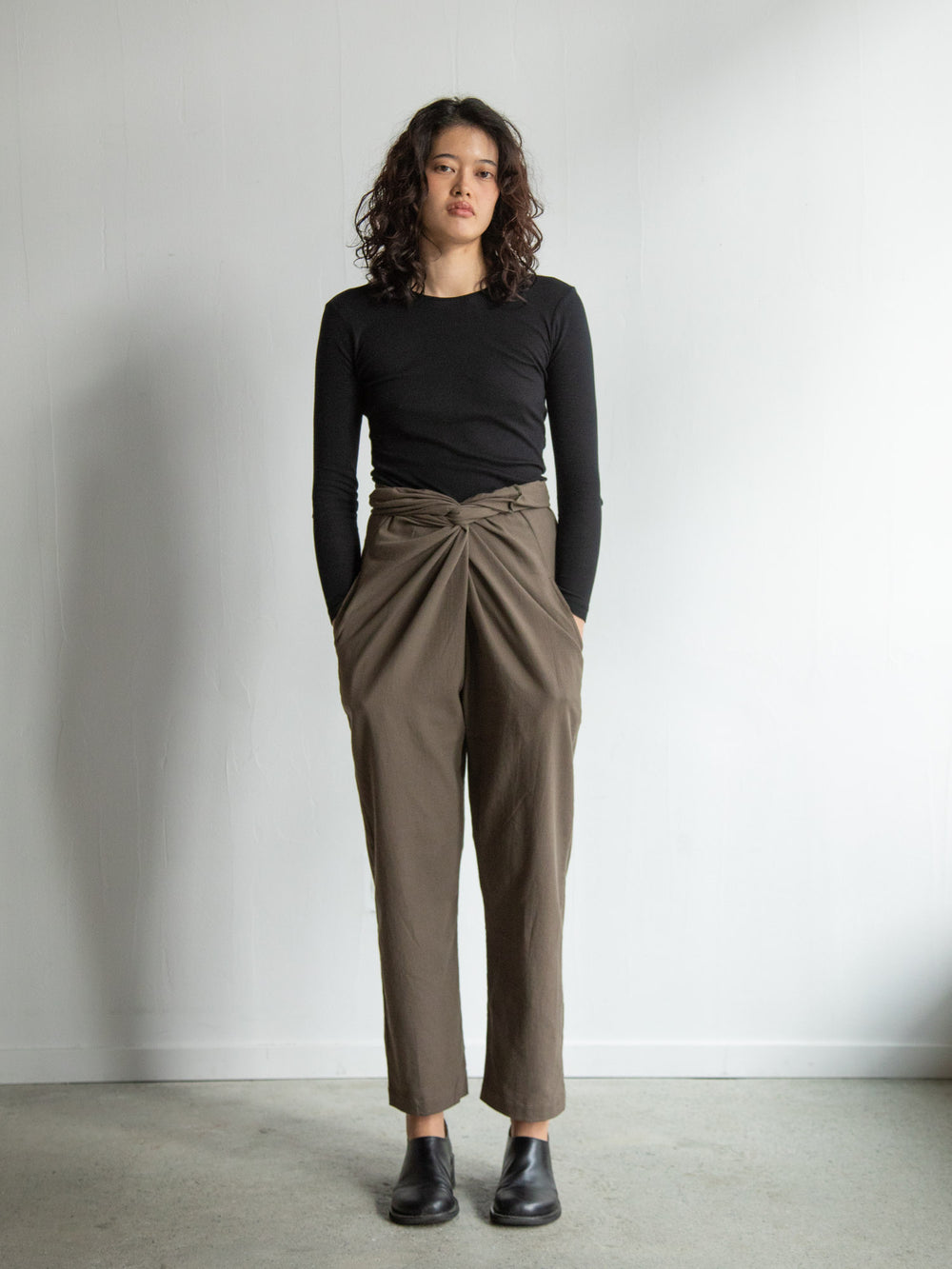 Cotton Cashmere Wrapped Pants - Brown