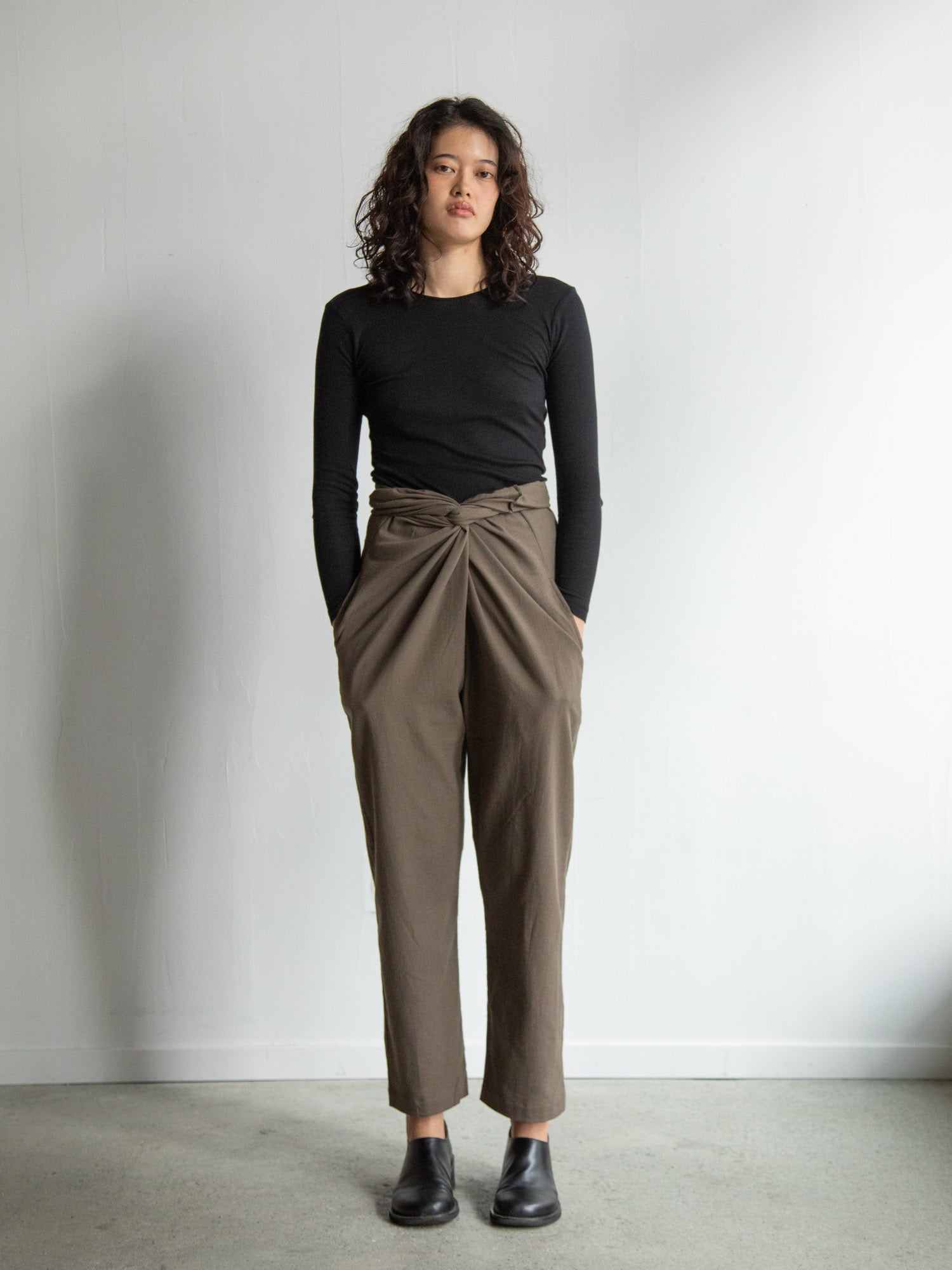 Cotton Cashmere Wrapped Pants - Brown
