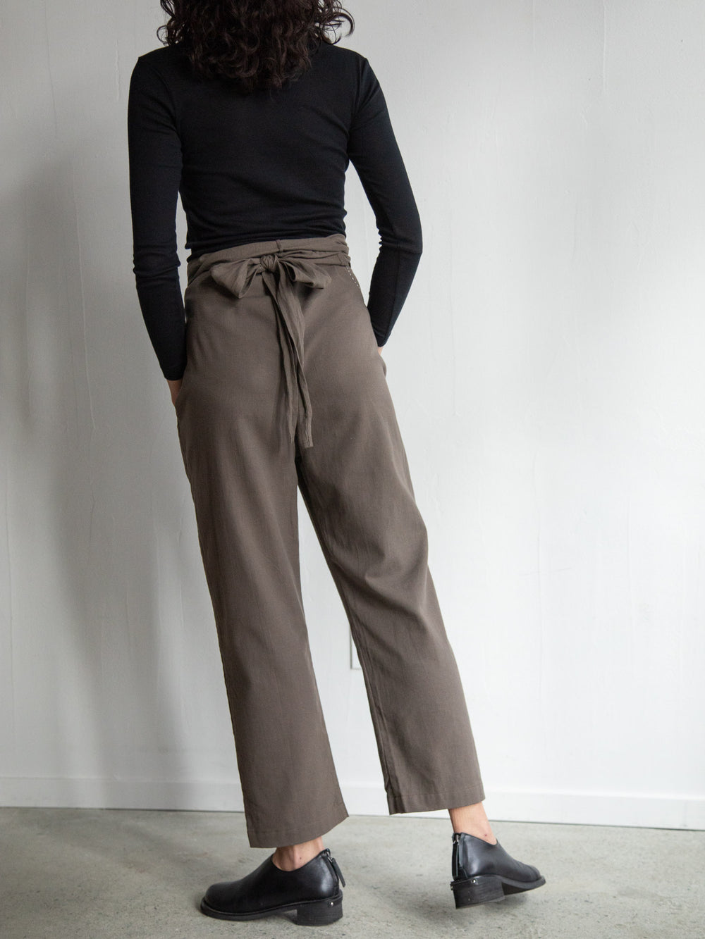 Cotton Cashmere Wrapped Pants - Brown
