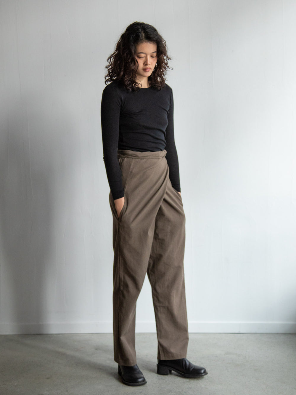 Cotton Cashmere Wrapped Pants - Brown
