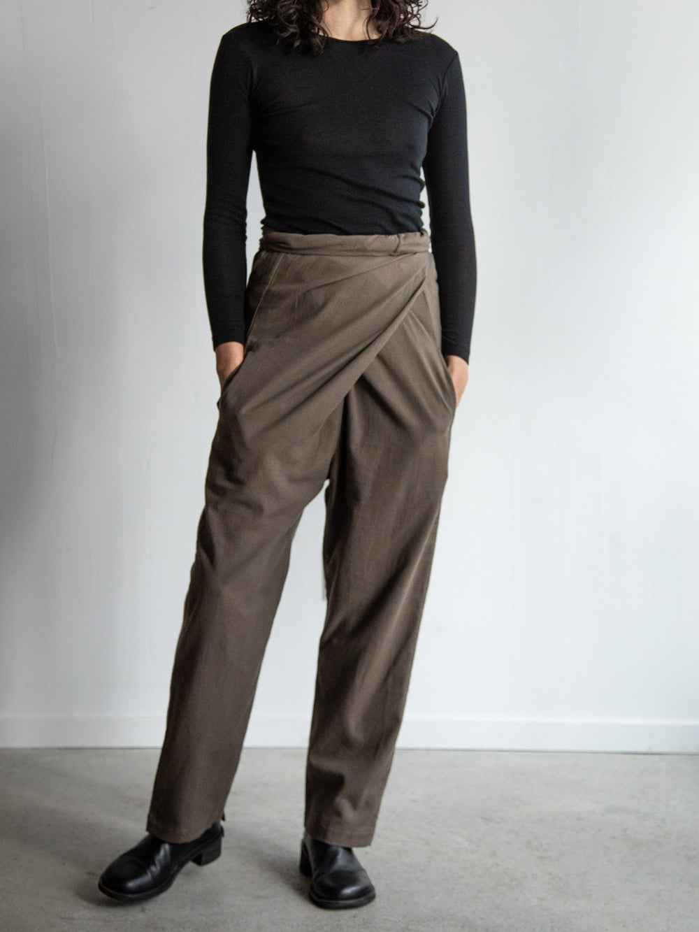 Cotton Cashmere Wrapped Pants - Brown