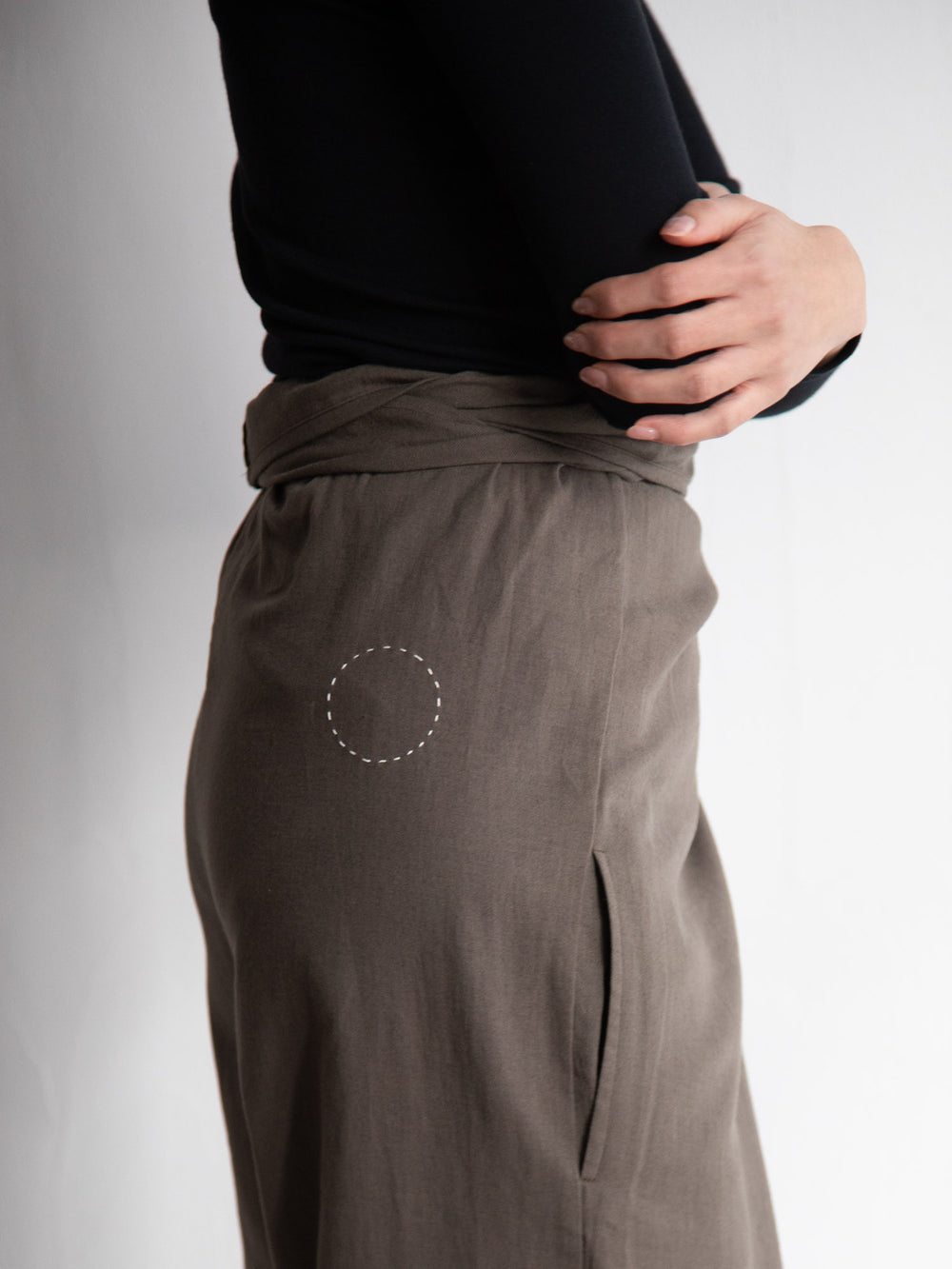 Cotton Cashmere Wrapped Pants - Brown