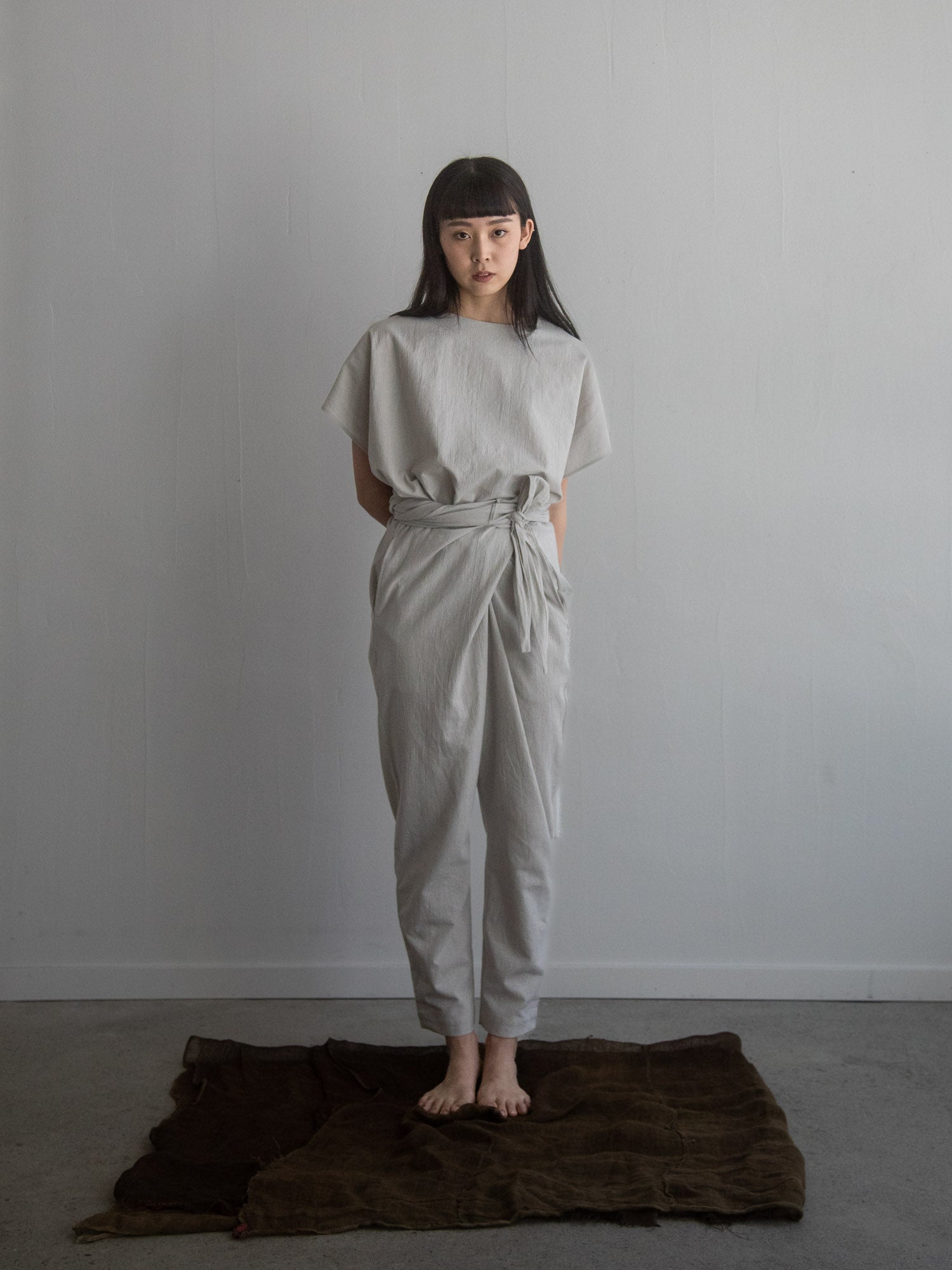Cotton Flax Poplin Folk Wrapped Pants