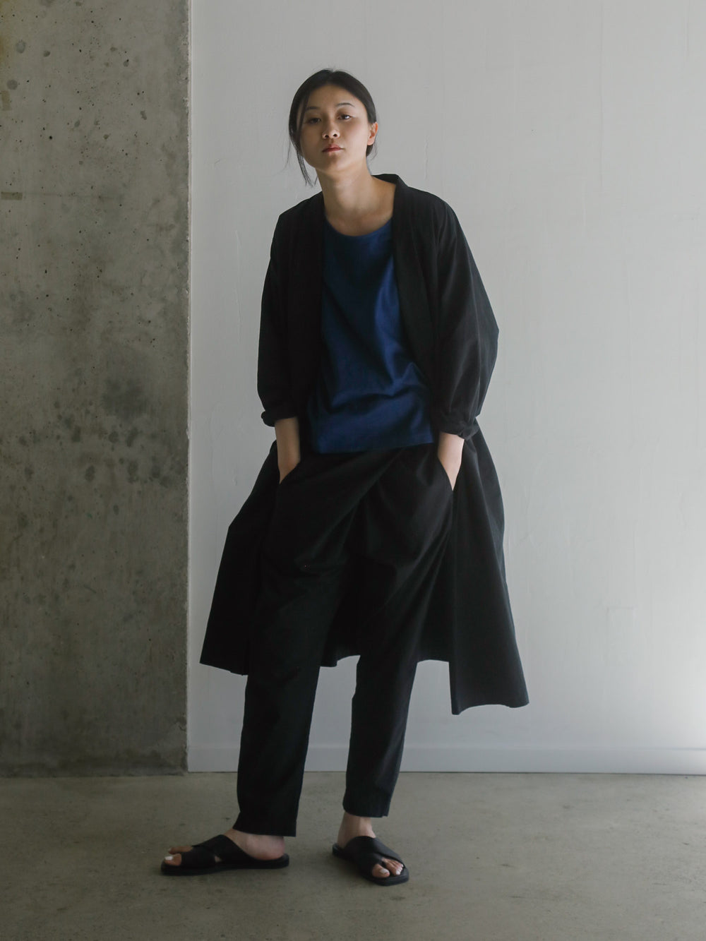 Cotton Linen Weather Cloth Haori Coat - Black