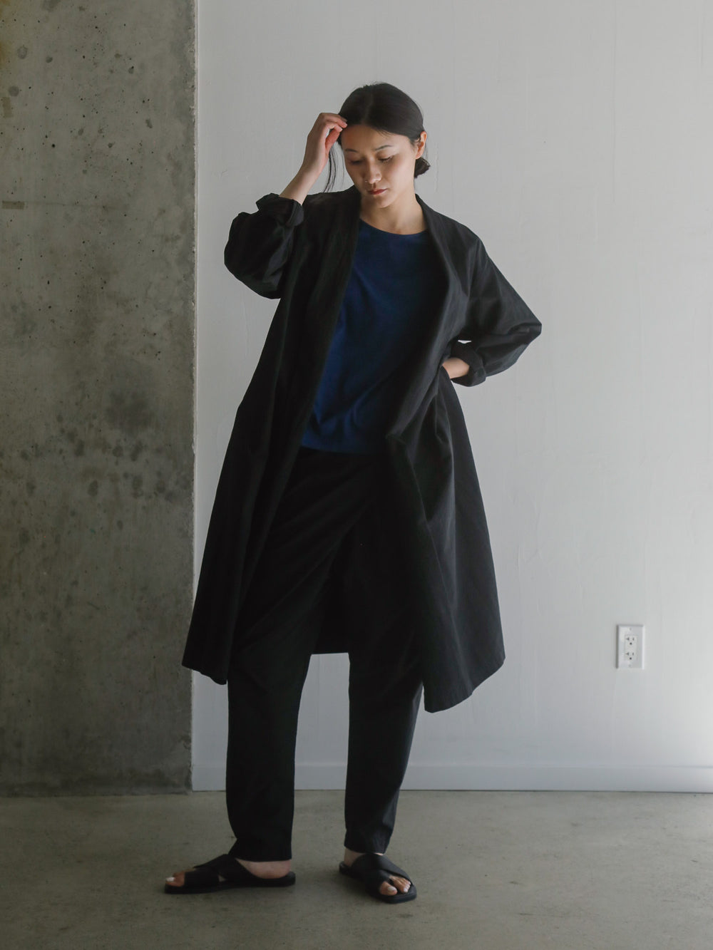 Cotton Linen Weather Cloth Haori Coat - Black