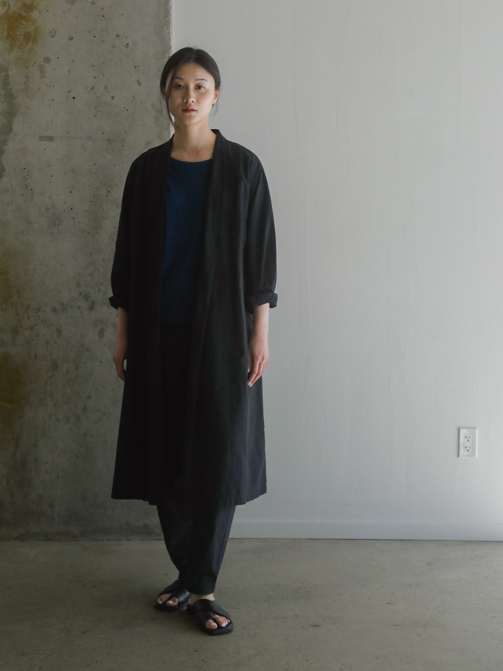 Cotton Linen Weather Cloth Haori Coat - Black