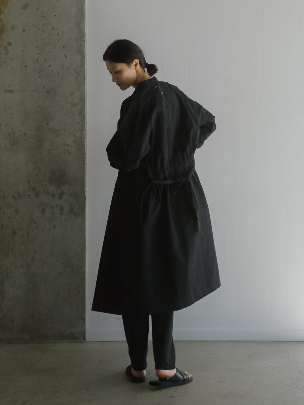 Cotton Linen Weather Cloth Haori Coat - Black