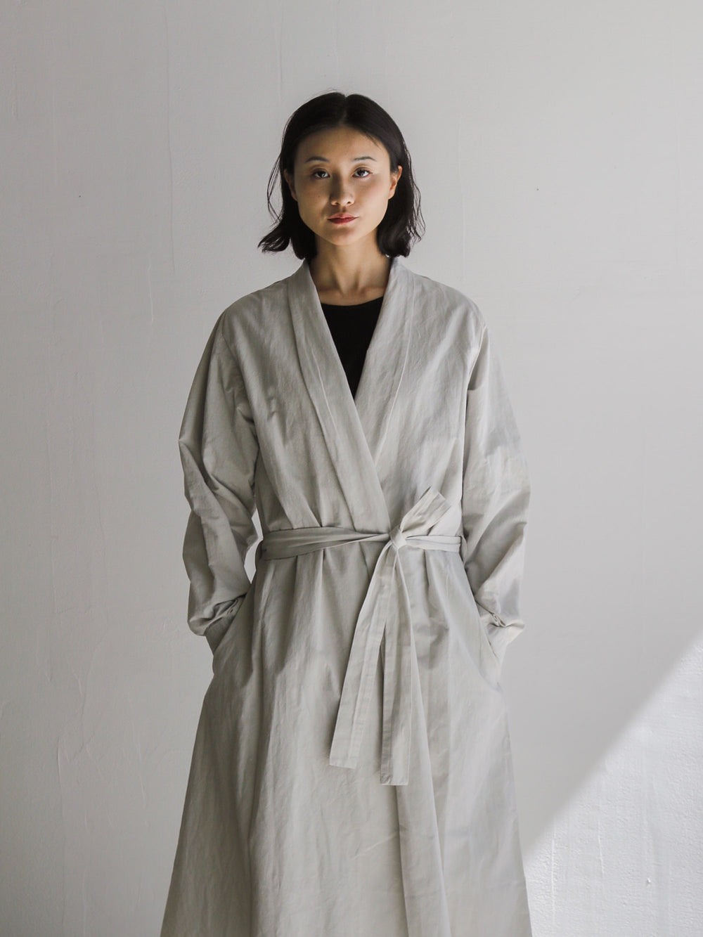 Cotton Linen Weather Cloth Haori Coat - Silver Quartz