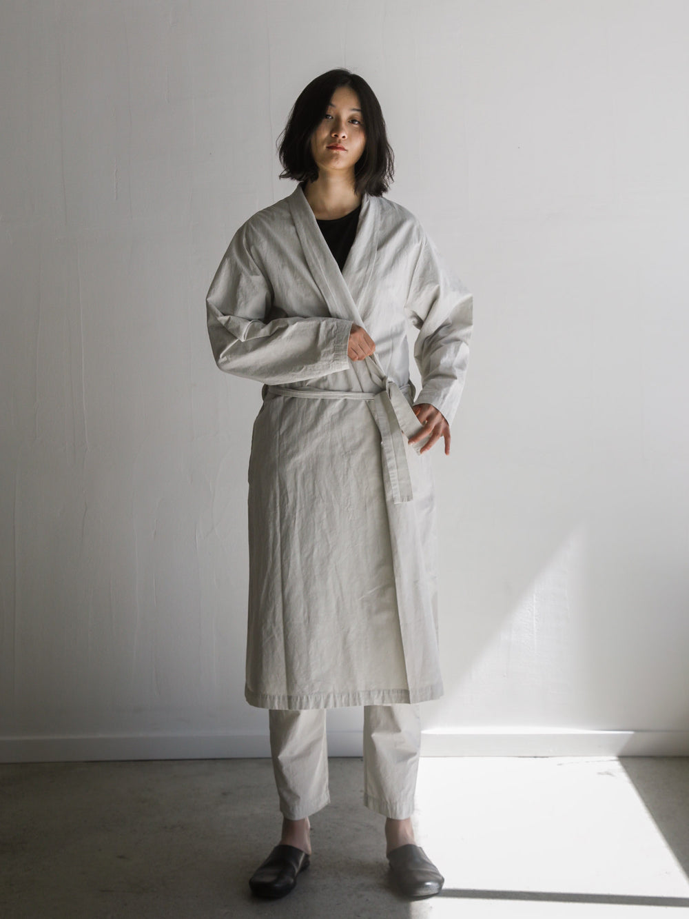 Cotton Linen Weather Cloth Haori Coat - Silver Quartz