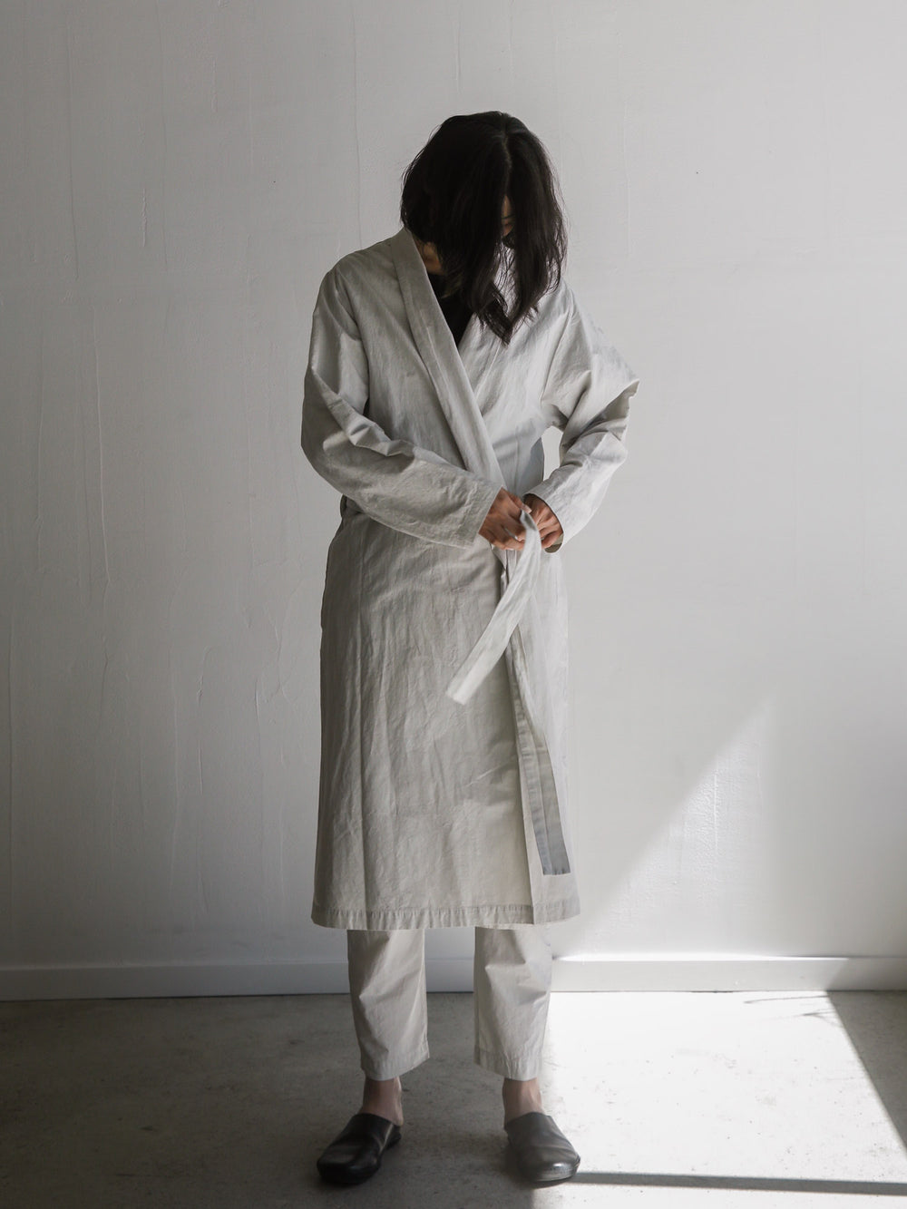 Cotton Linen Weather Cloth Haori Coat - Silver Quartz