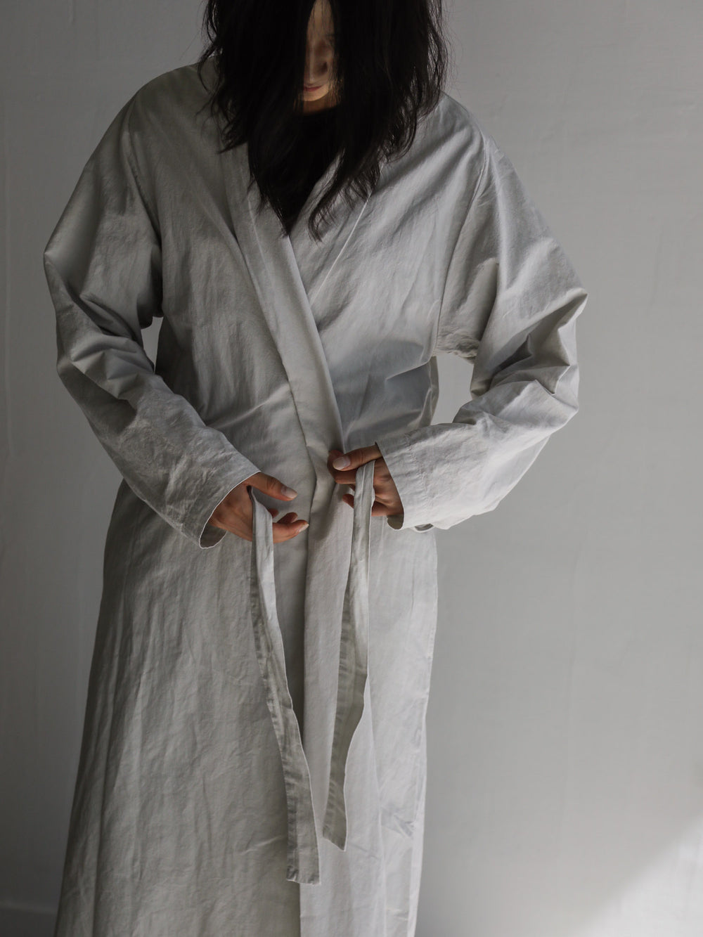 Cotton Linen Weather Cloth Haori Coat - Silver Quartz