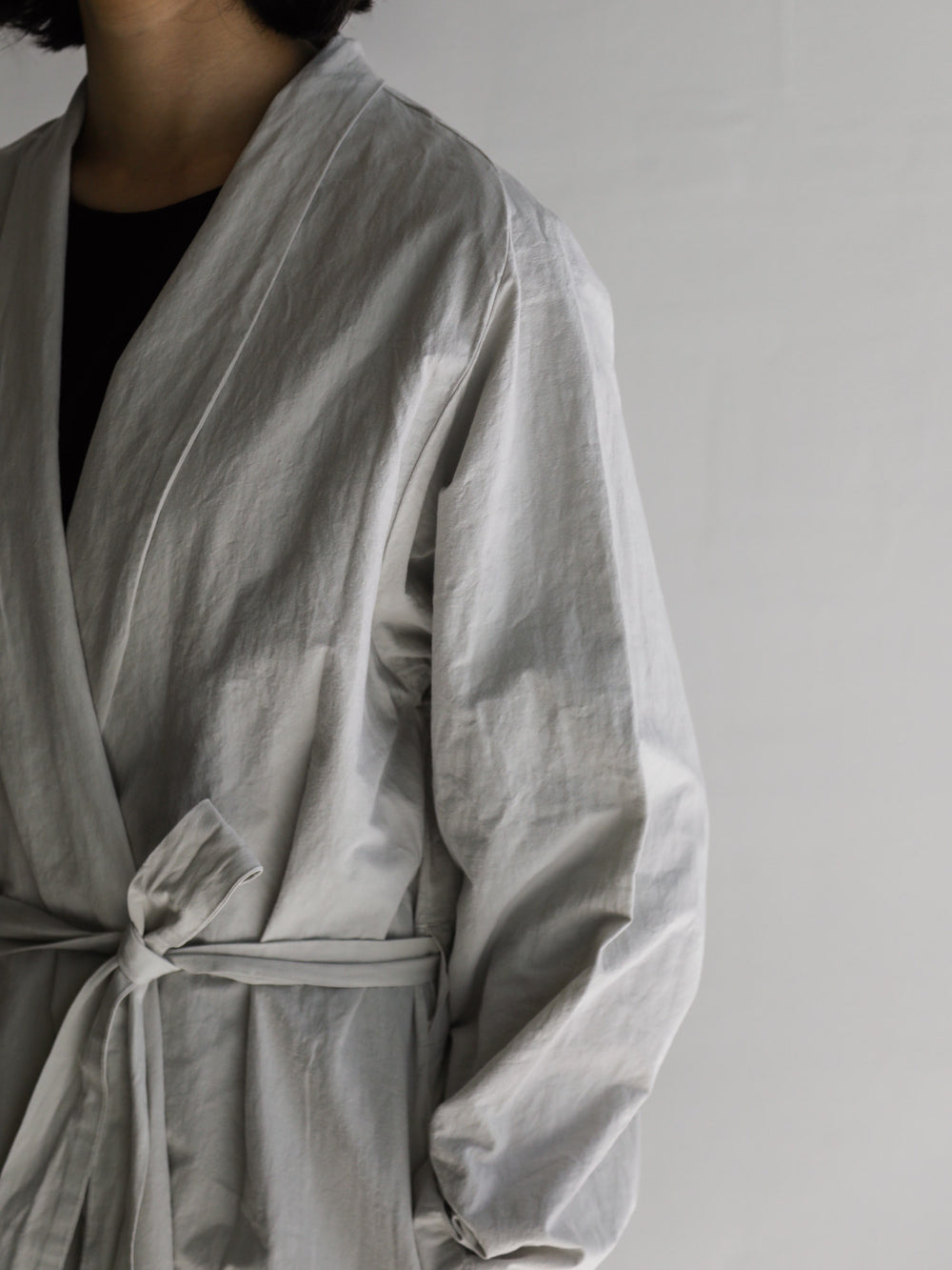 Cotton Linen Weather Cloth Haori Coat - Silver Quartz