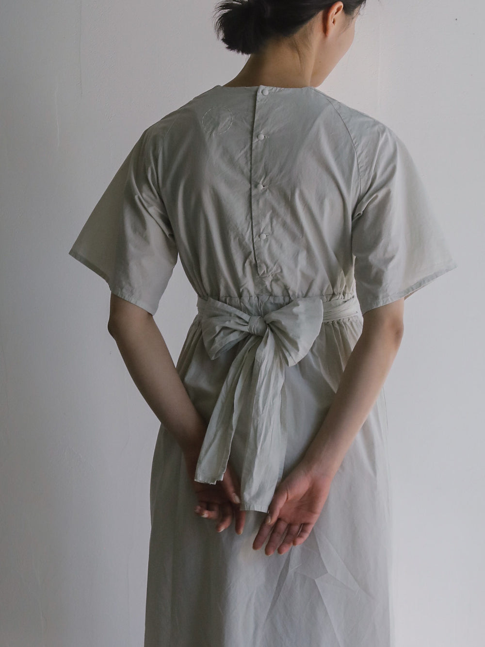 Cotton Silk Broadcloth Wrapped Dress - Silver Quartz