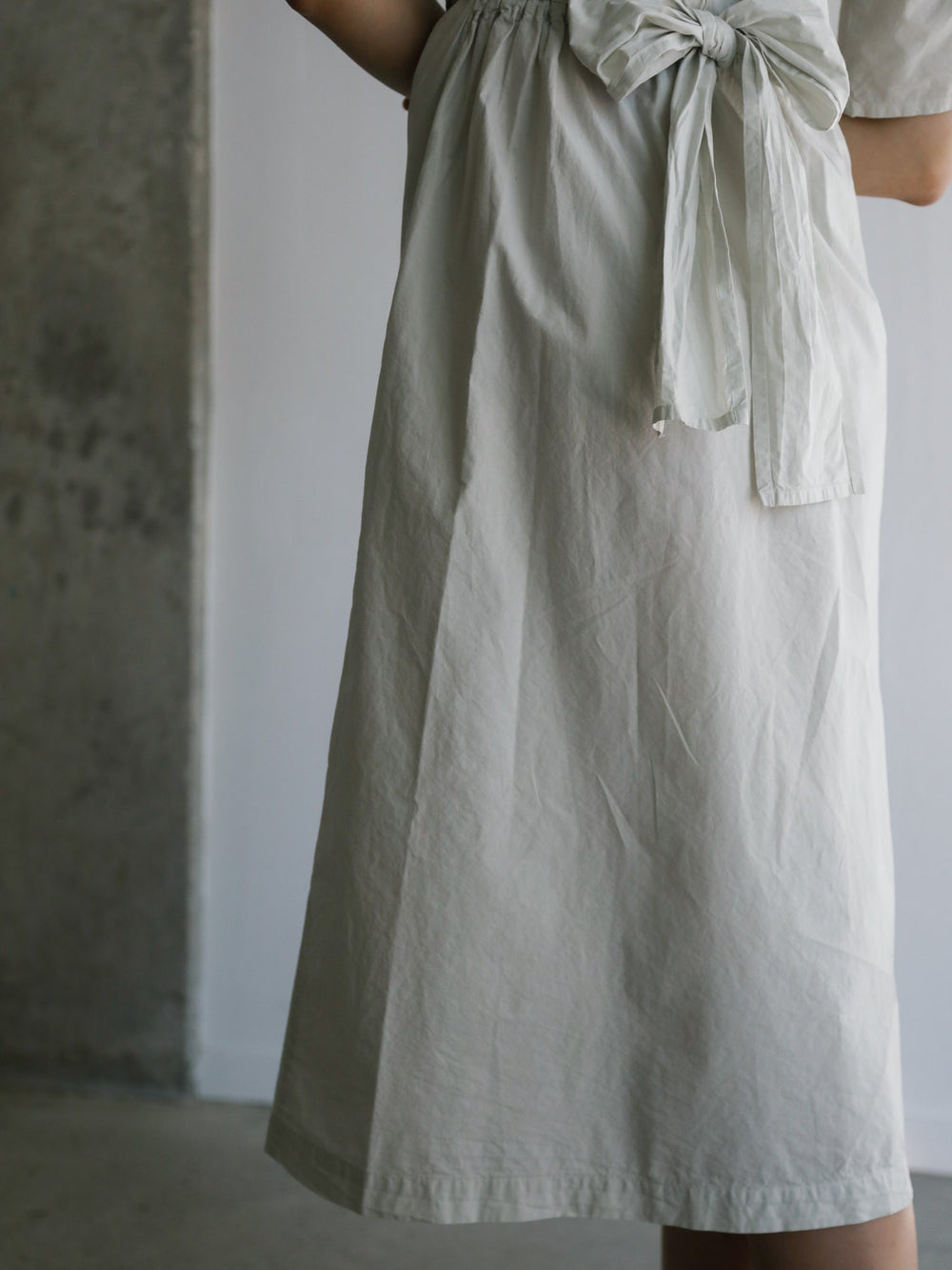 Cotton Silk Broadcloth Wrapped Dress - Silver Quartz