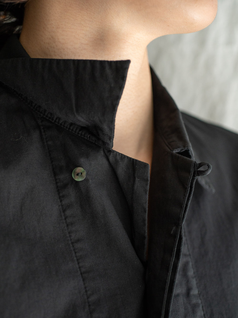 Dolman Sleeve Open-collar Shirt - Black