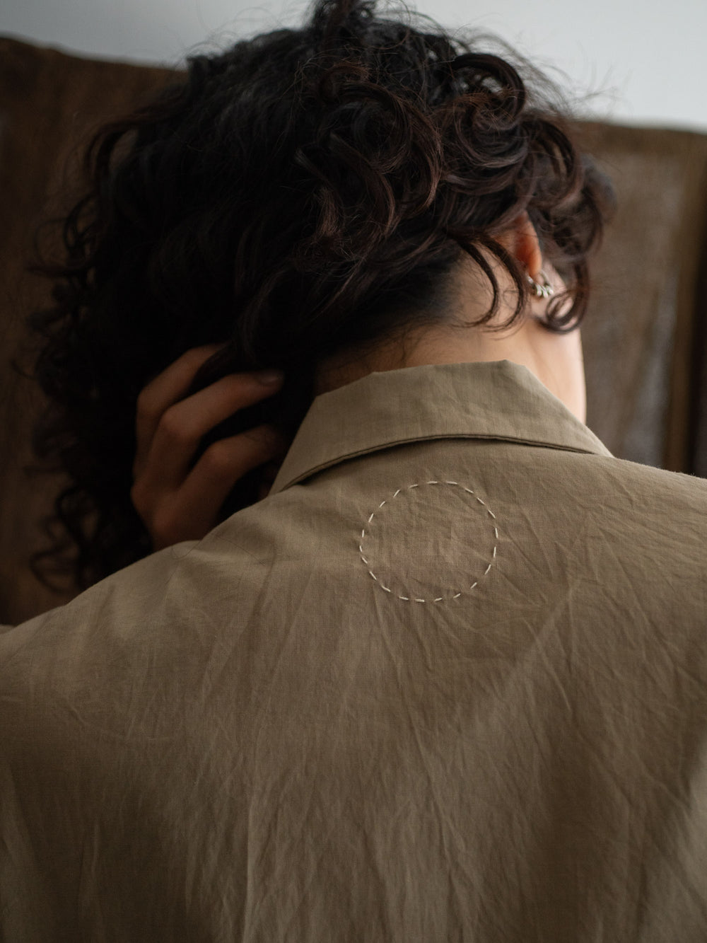 Dolman Sleeve Open-collar Shirt - Light mud