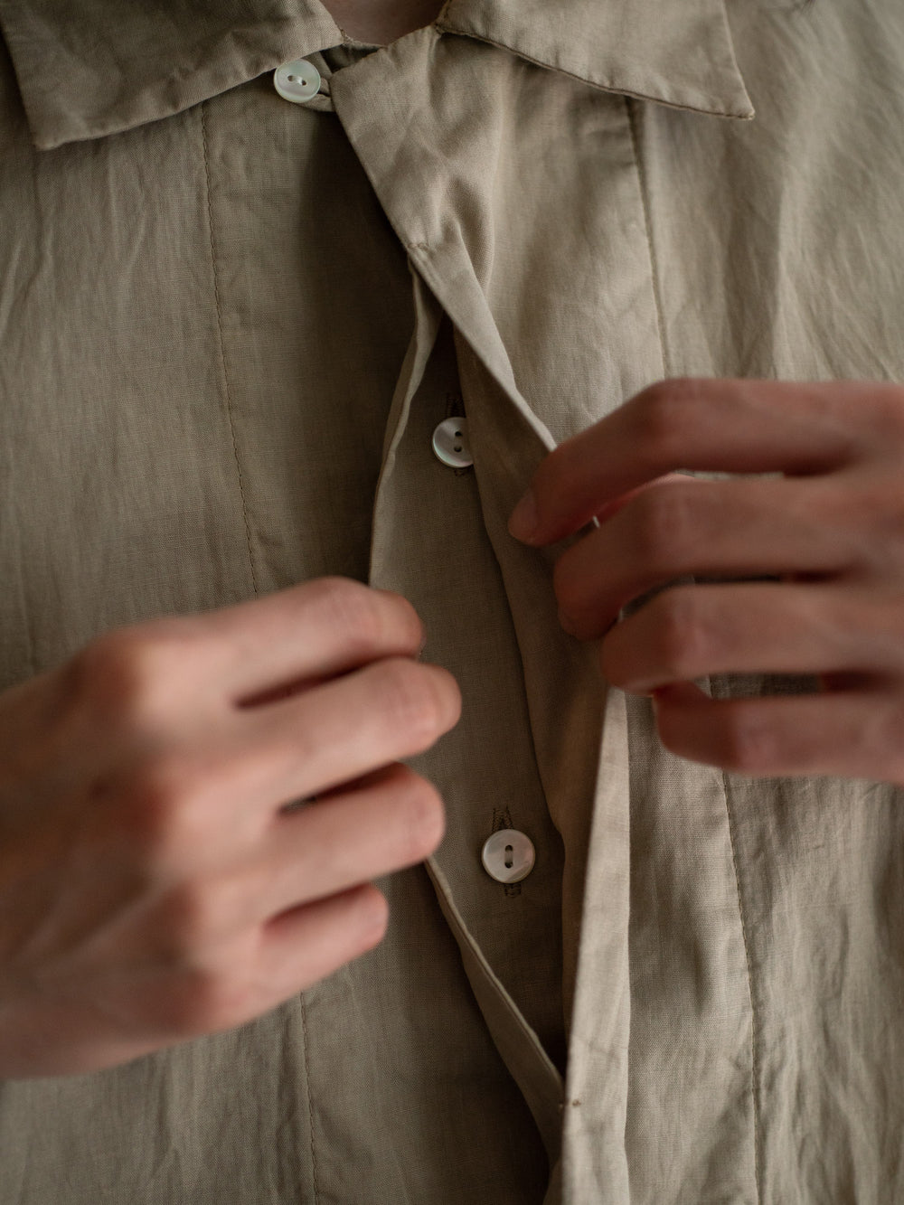 Dolman Sleeve Open-collar Shirt - Light mud