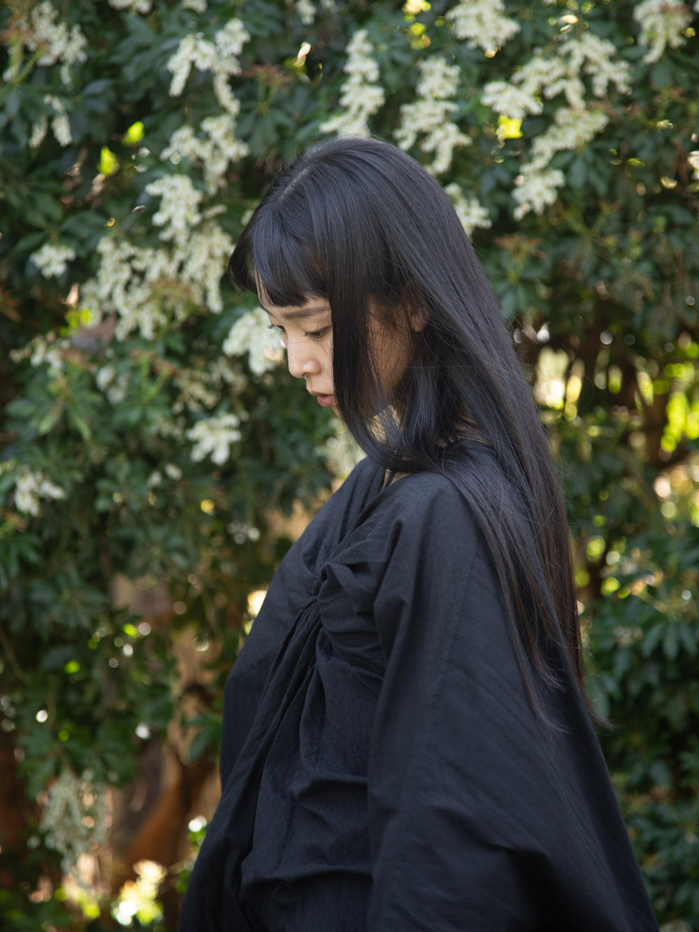 European Stripe Twisted Dress Black