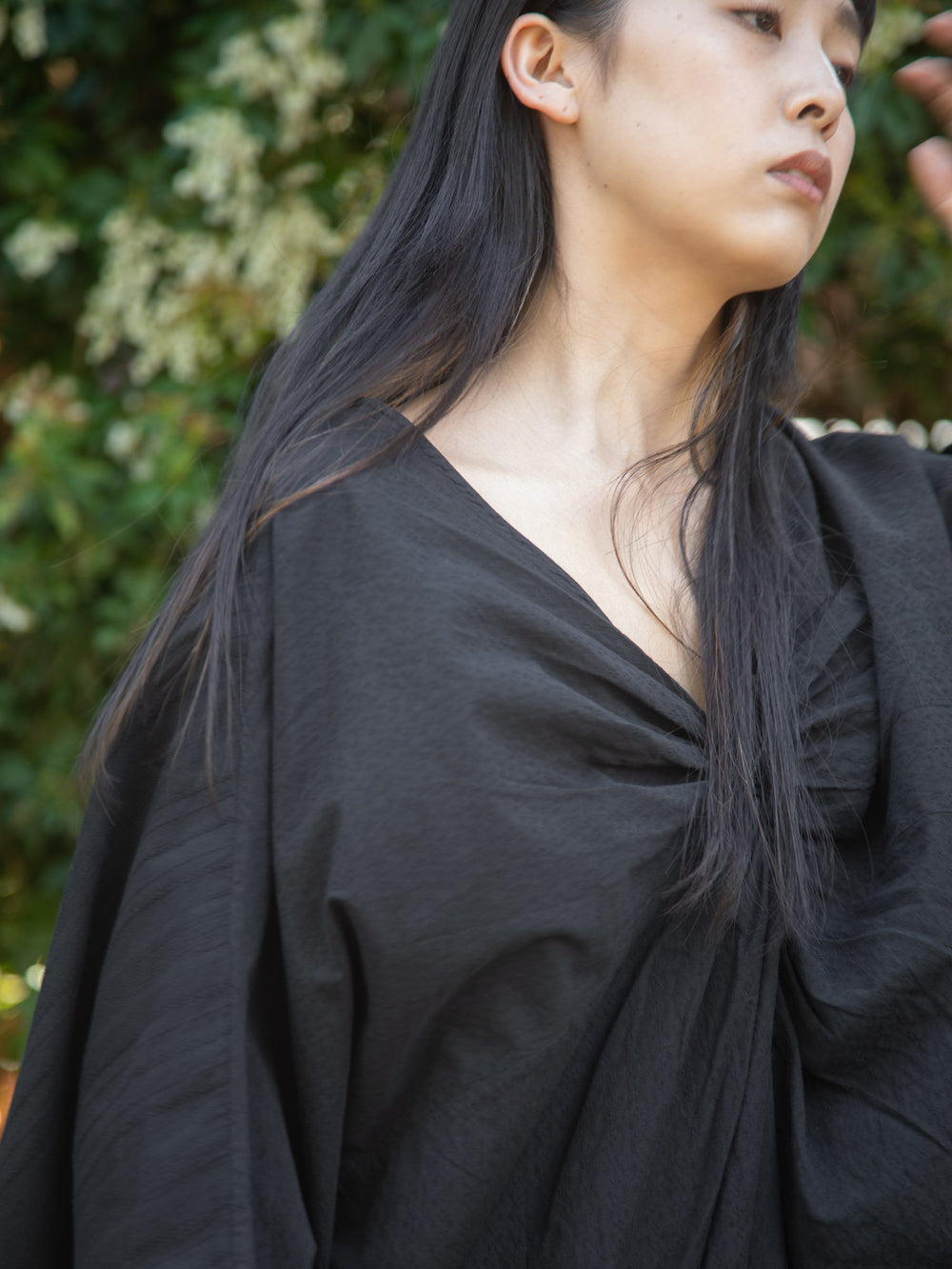 European Stripe Twisted Dress Black