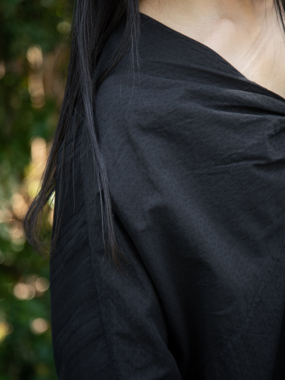 European Stripe Twisted Dress Black