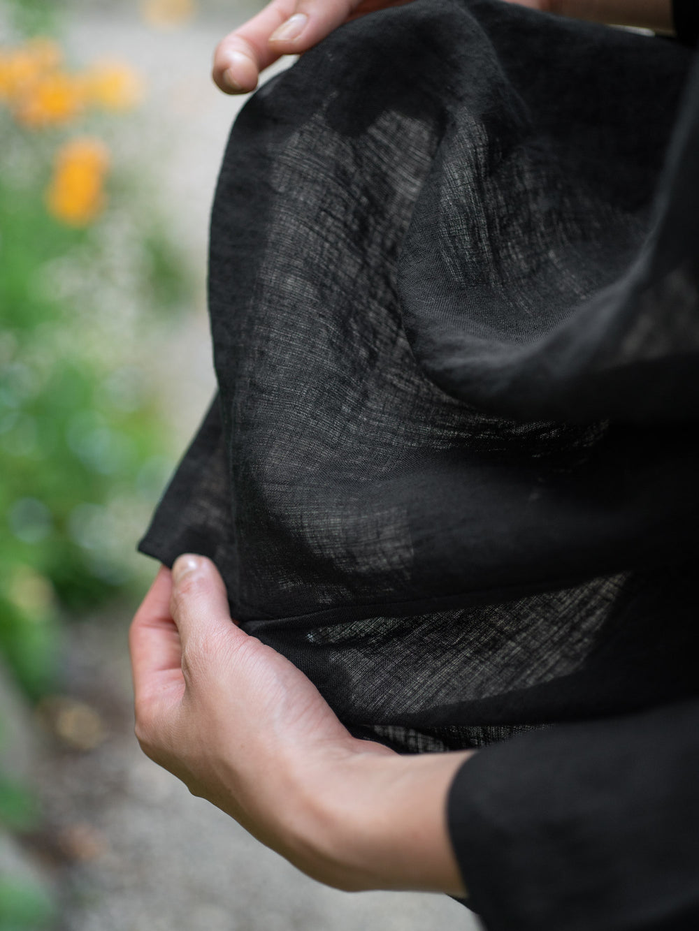 Linen lawn dolman sleeve shirt - Black