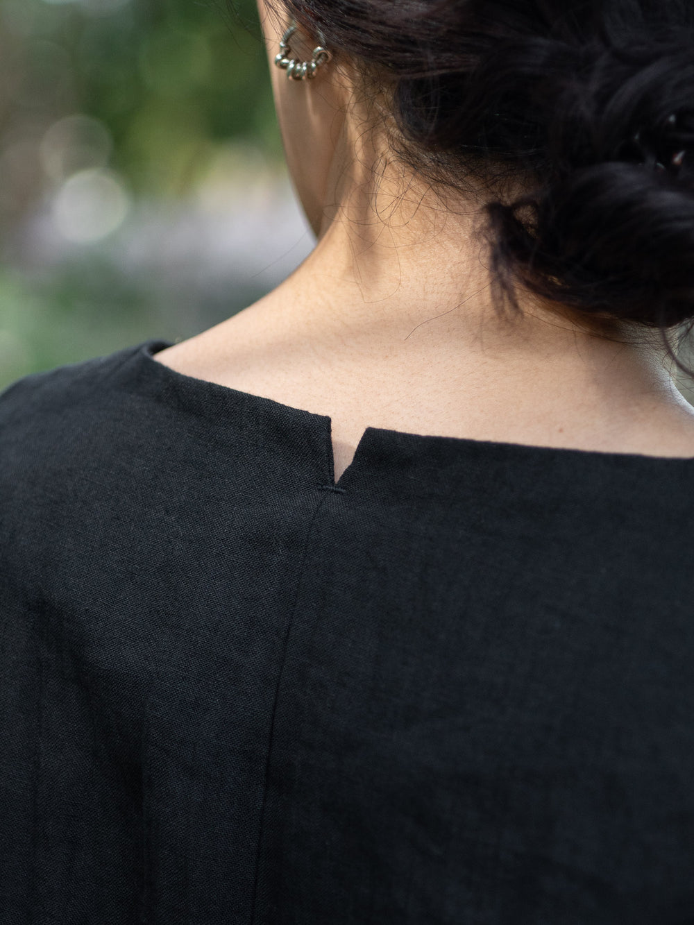 Linen lawn dolman sleeve shirt - Black