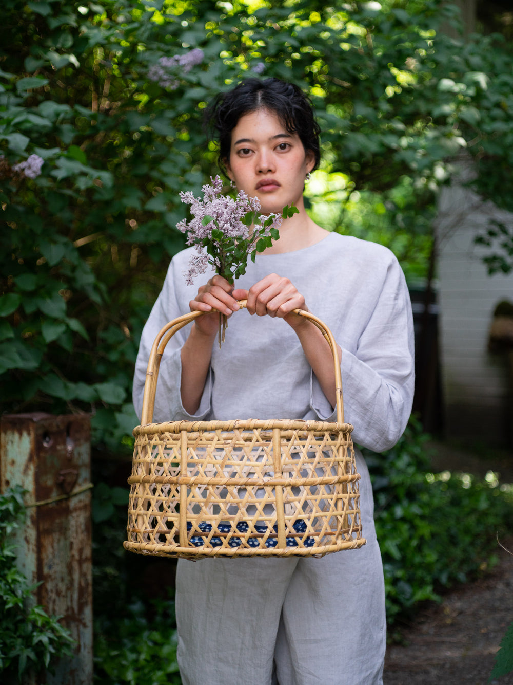Linen lawn dolman sleeve shirt - Light Grey