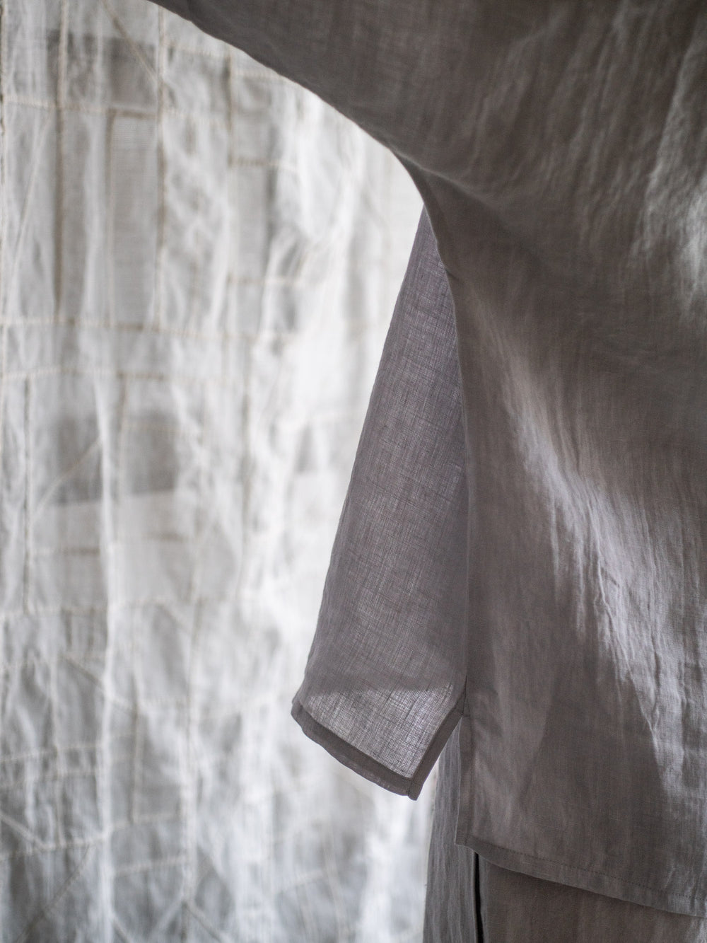 Linen lawn dolman sleeve shirt - Light Grey