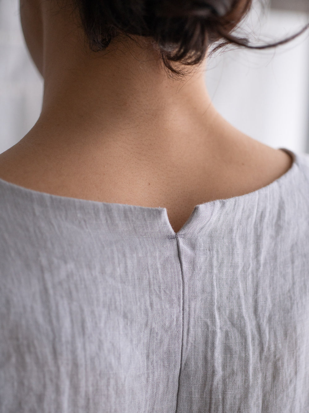 Linen lawn dolman sleeve shirt - Light Grey