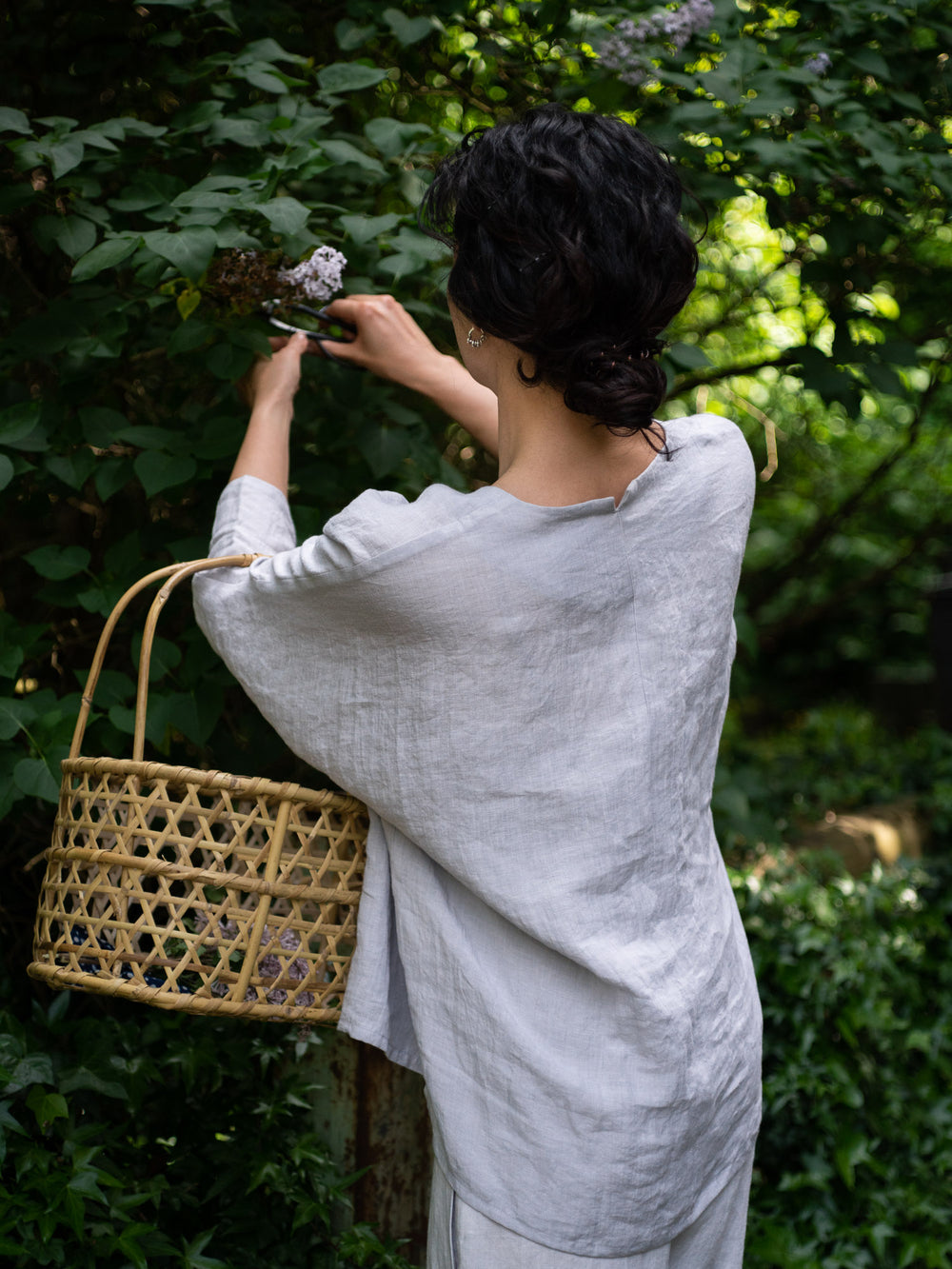 Linen lawn dolman sleeve shirt - Light Grey