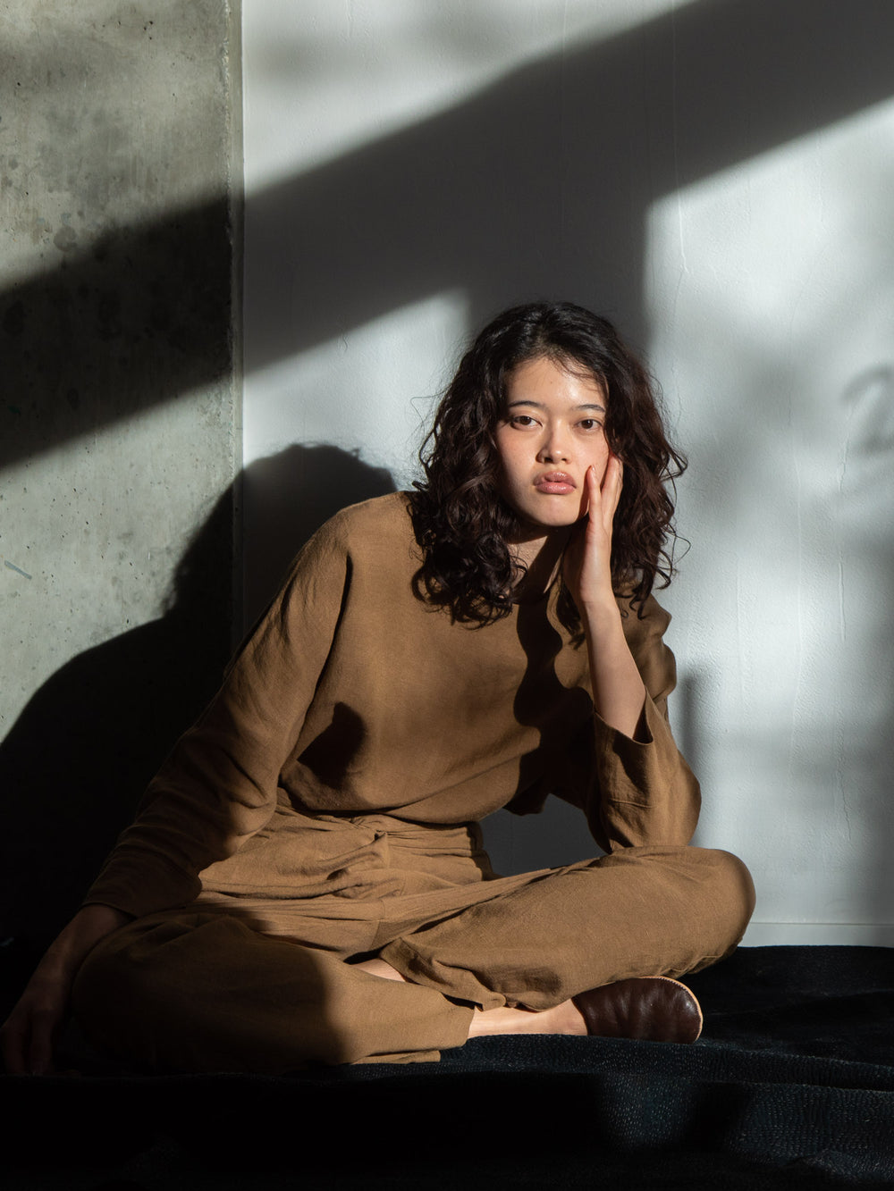 Old Linen Dolman Sleeve Top