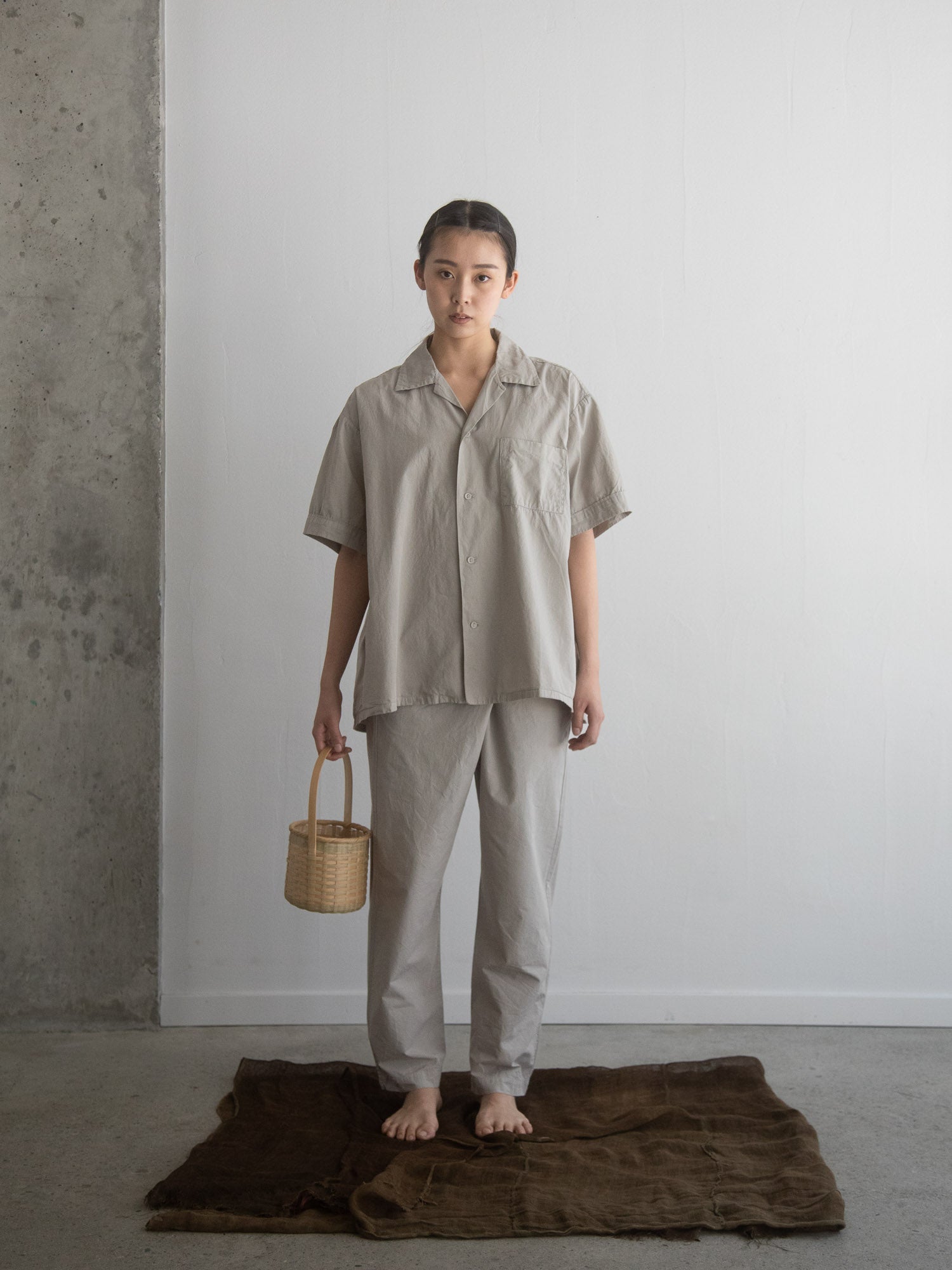 Organic Cotton Open-Collar Shirt Violet Ash