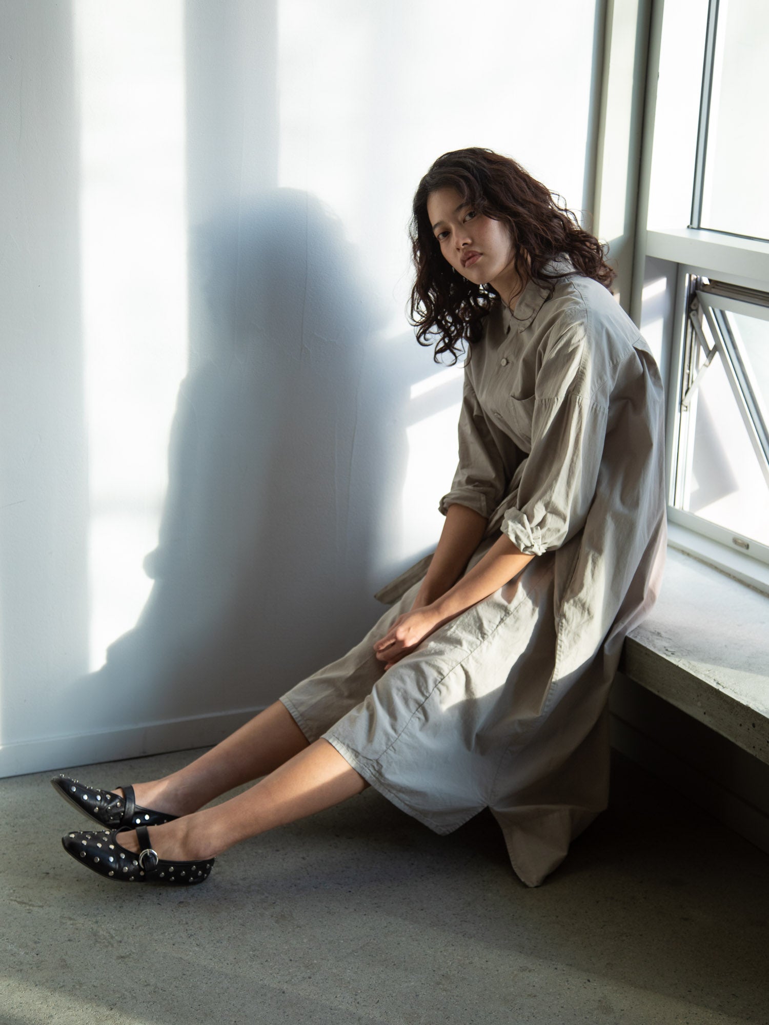 Organic Cotton Shirt Dress - Violet Ash