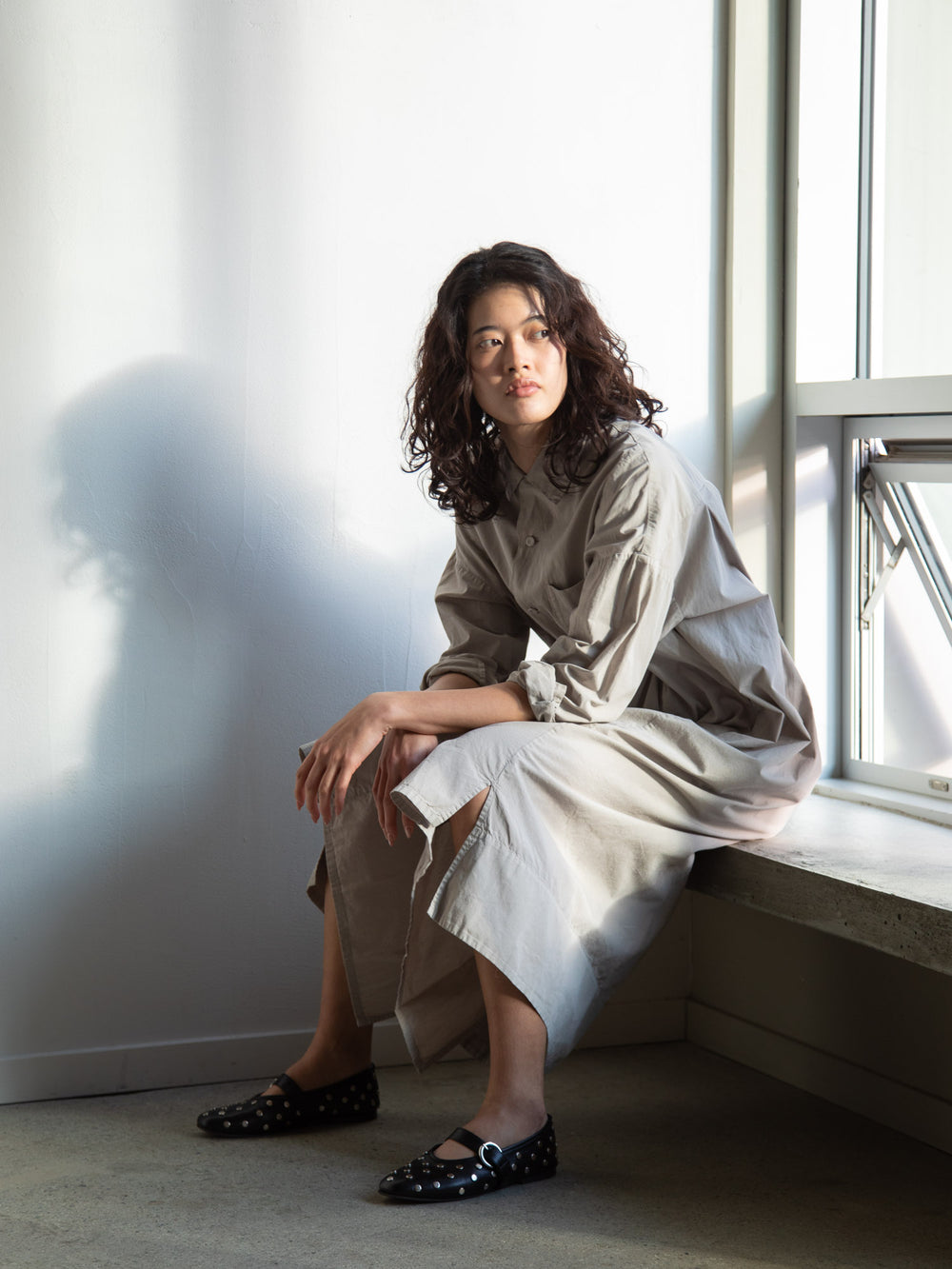 Organic Cotton Shirt Dress - Violet Ash