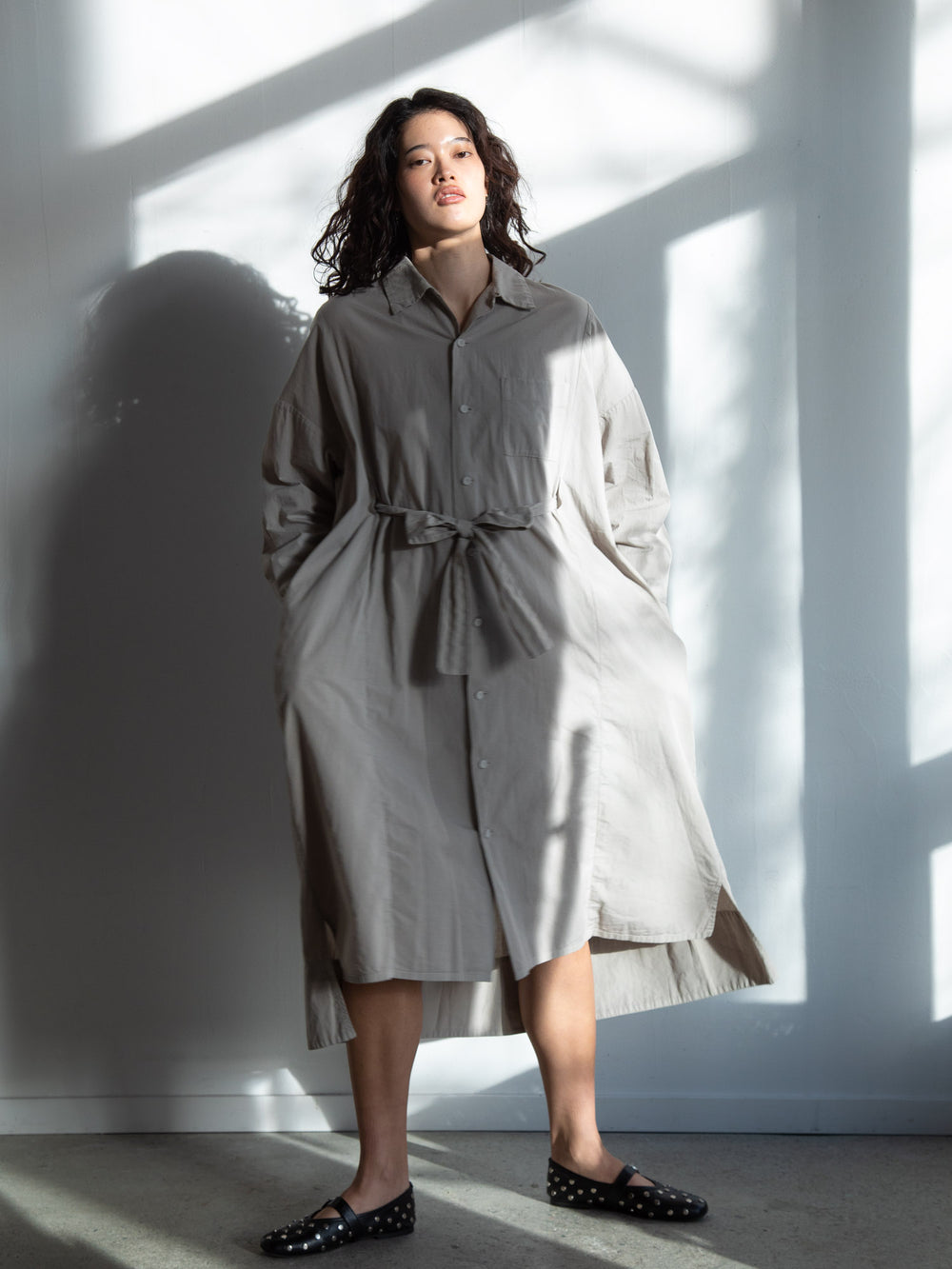 Organic Cotton Shirt Dress - Violet Ash