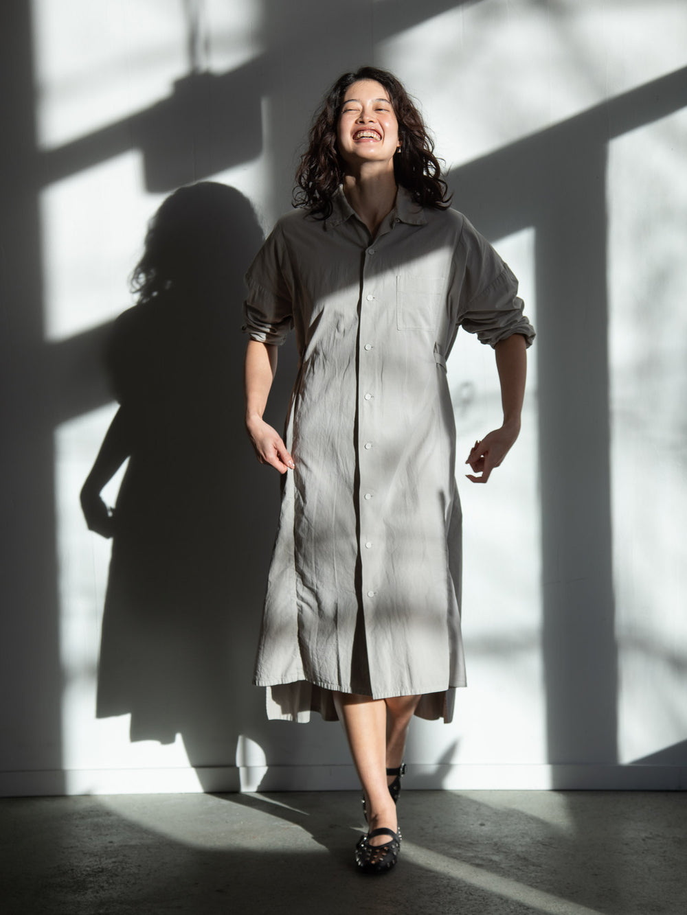 Organic Cotton Shirt Dress - Violet Ash