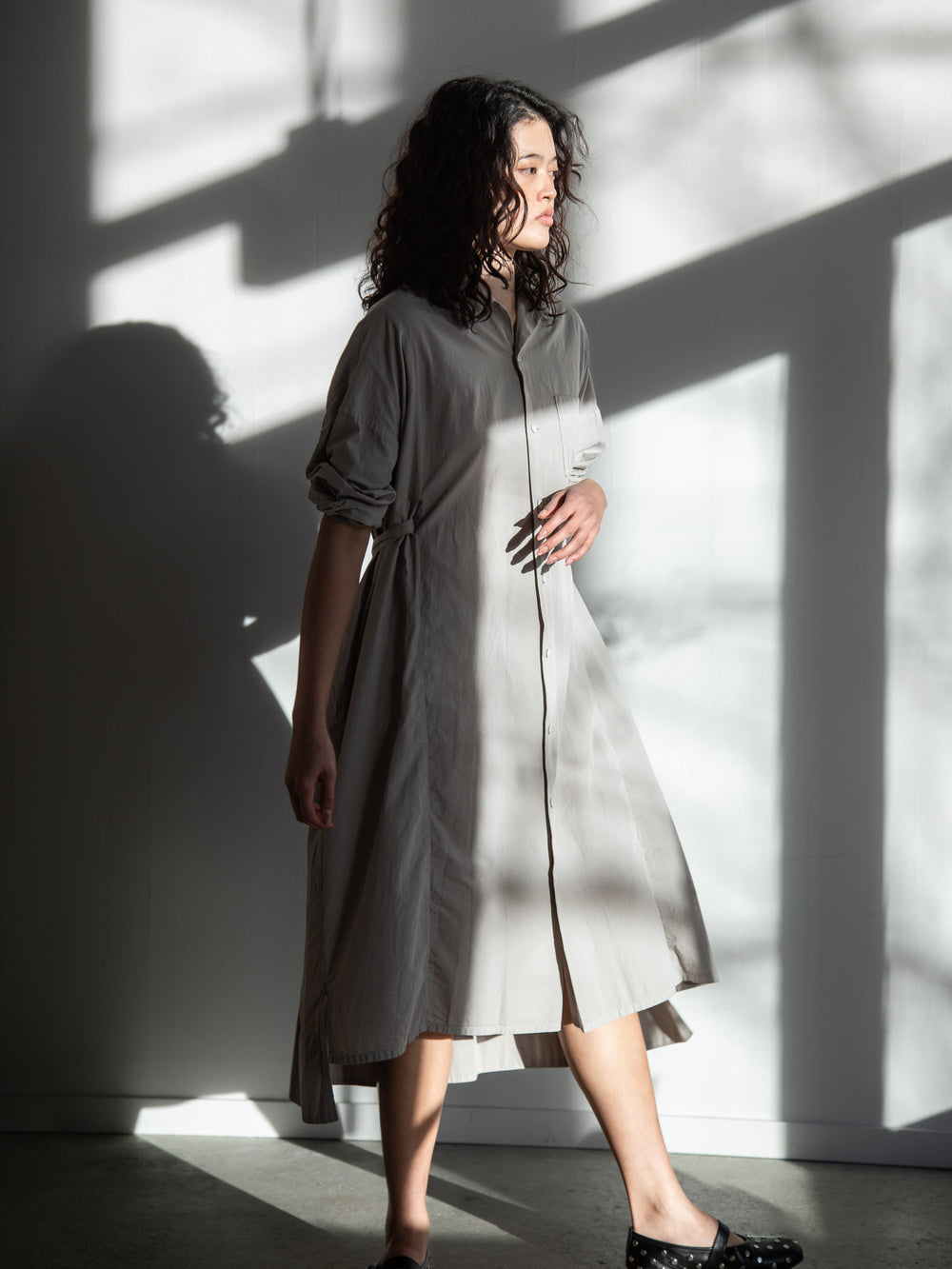 Organic Cotton Shirt Dress - Violet Ash