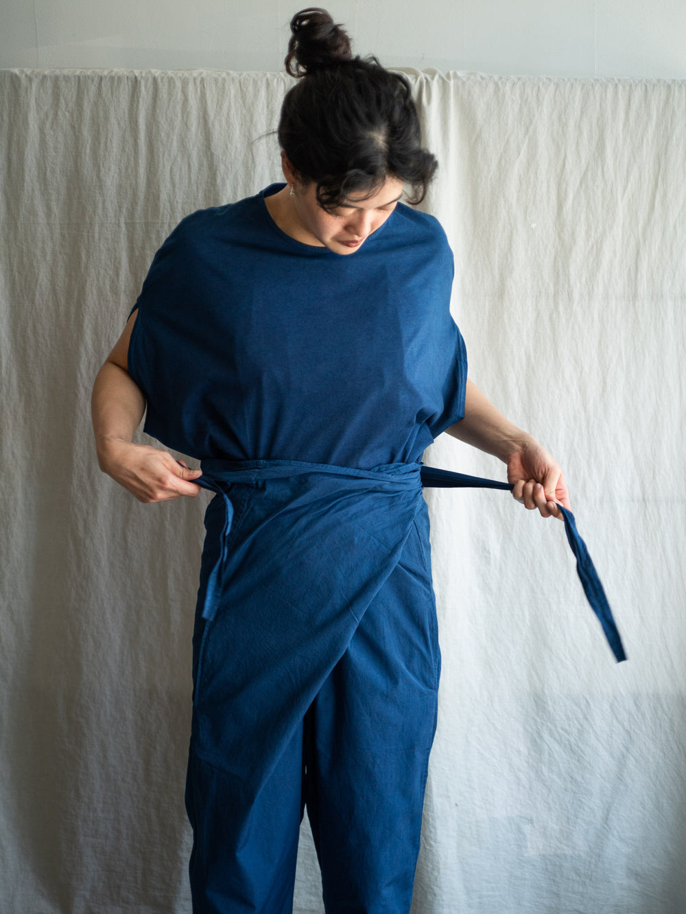 Organic Cotton Wrapped Pants - Ryukyu Indigo
