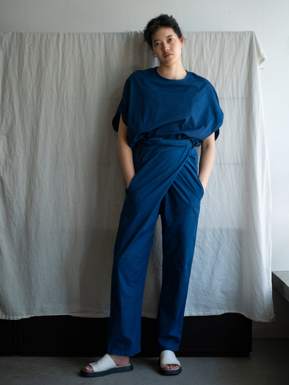Organic Cotton Wrapped Pants - Ryukyu Indigo