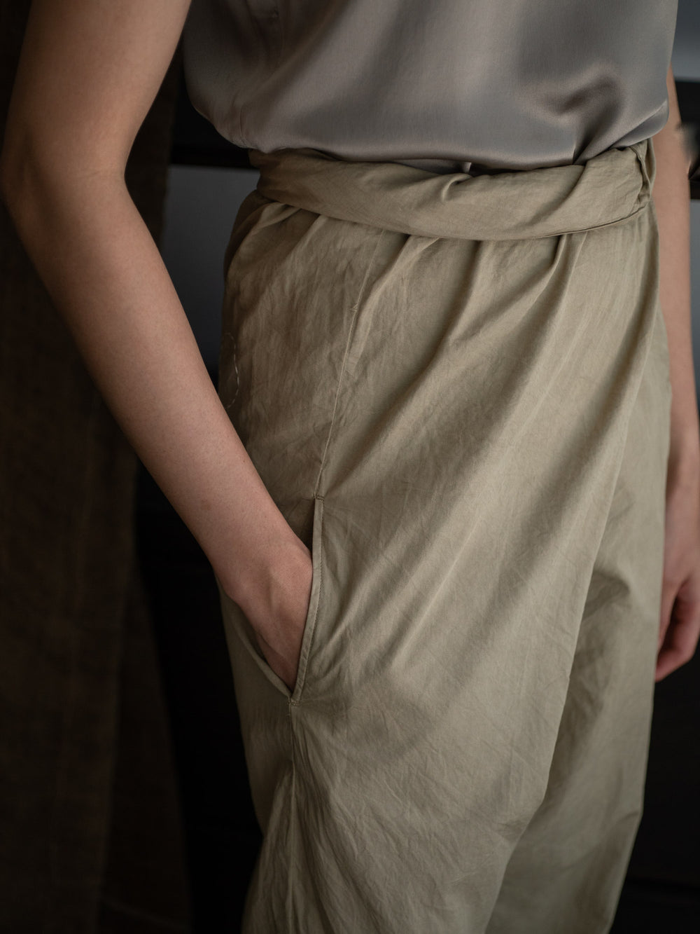Organic Cotton Wrapped Pants - Light mud