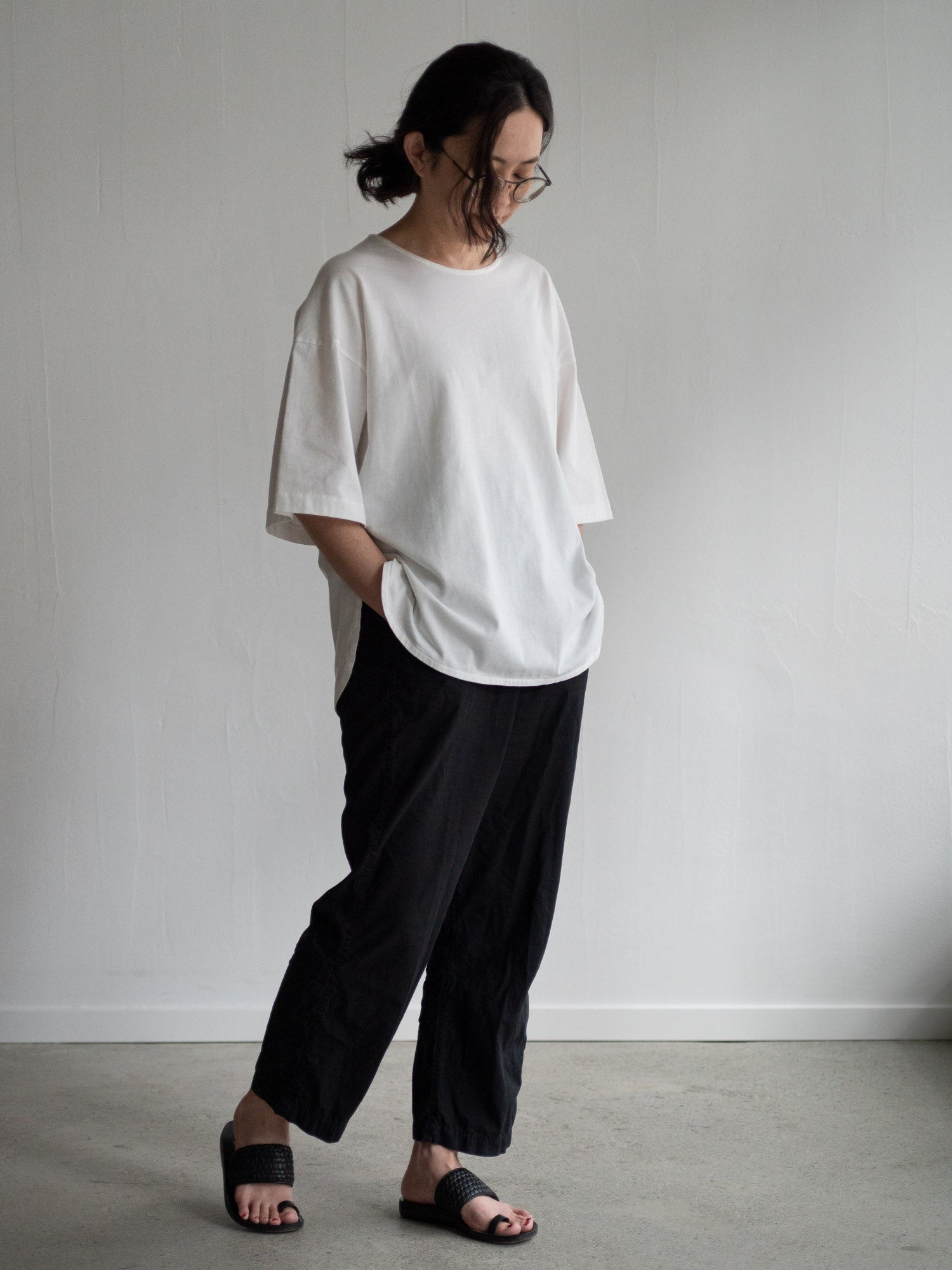 Classic Linen Wool Wrapped Pants - Black