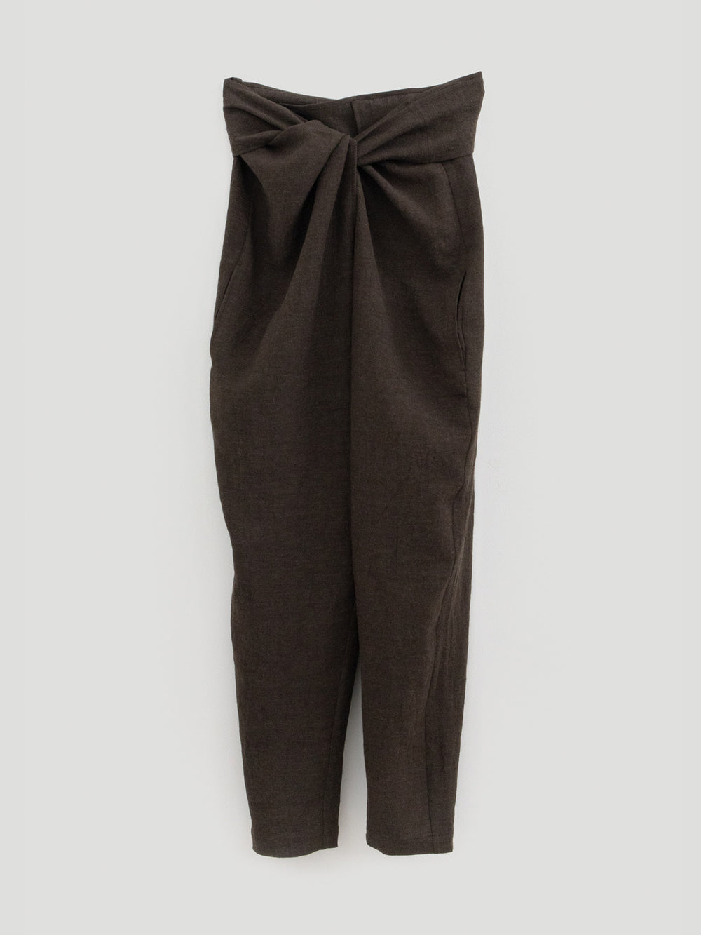 Classic Linen Wool Wrapped Pants - Brown