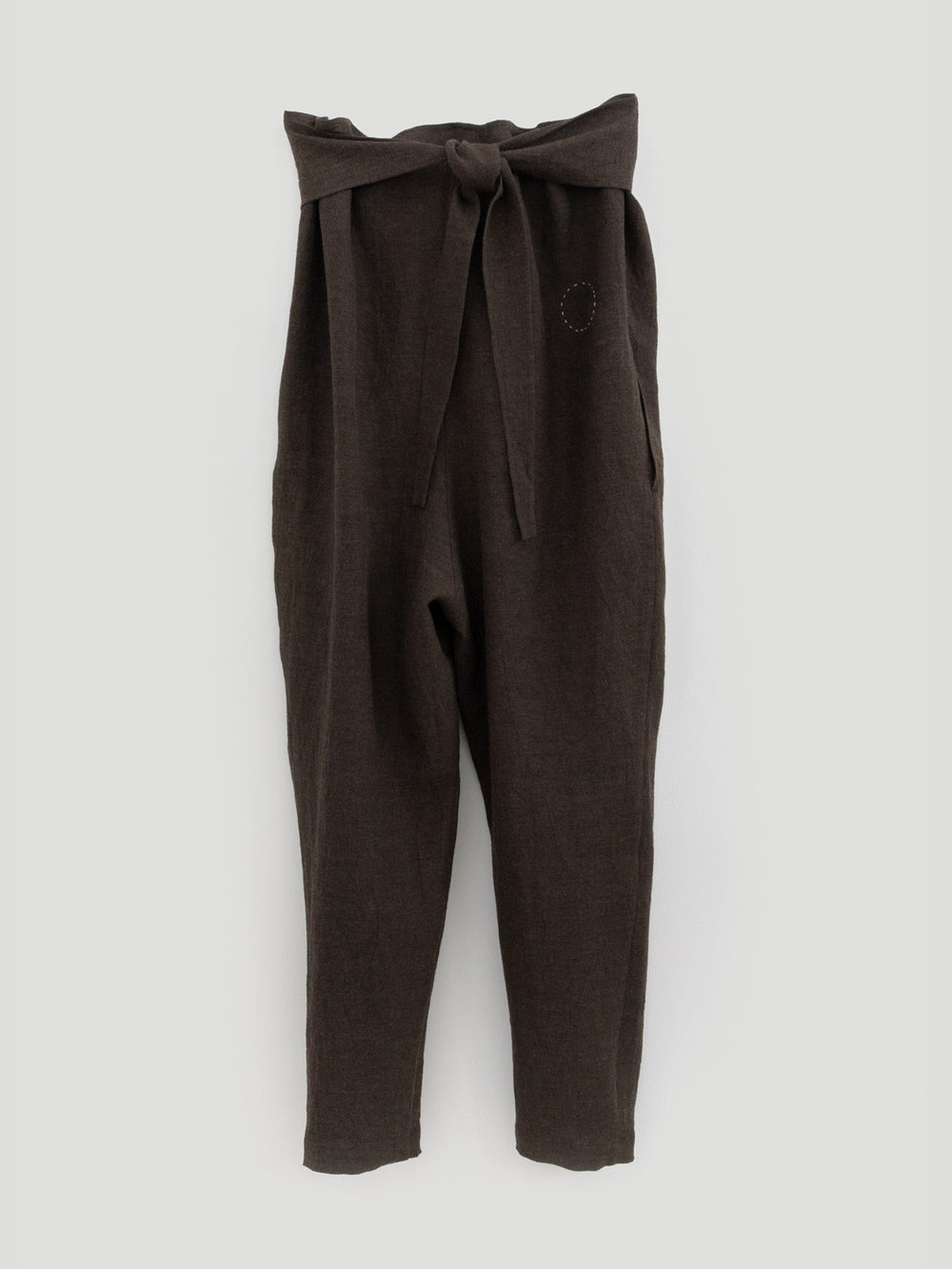 Classic Linen Wool Wrapped Pants - Brown