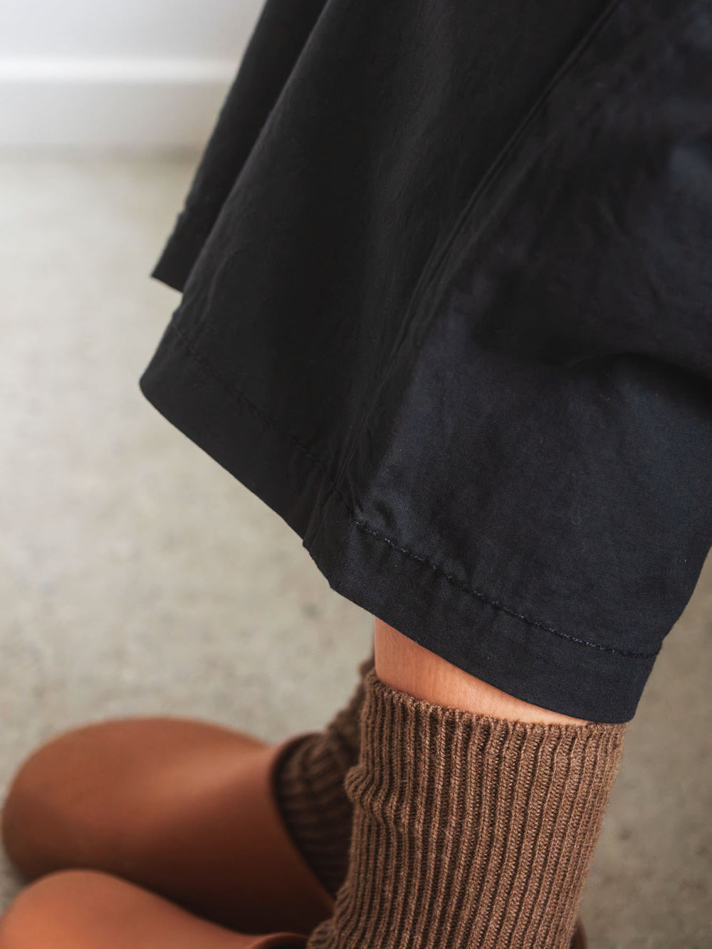Gathered Cotton Pants - Black