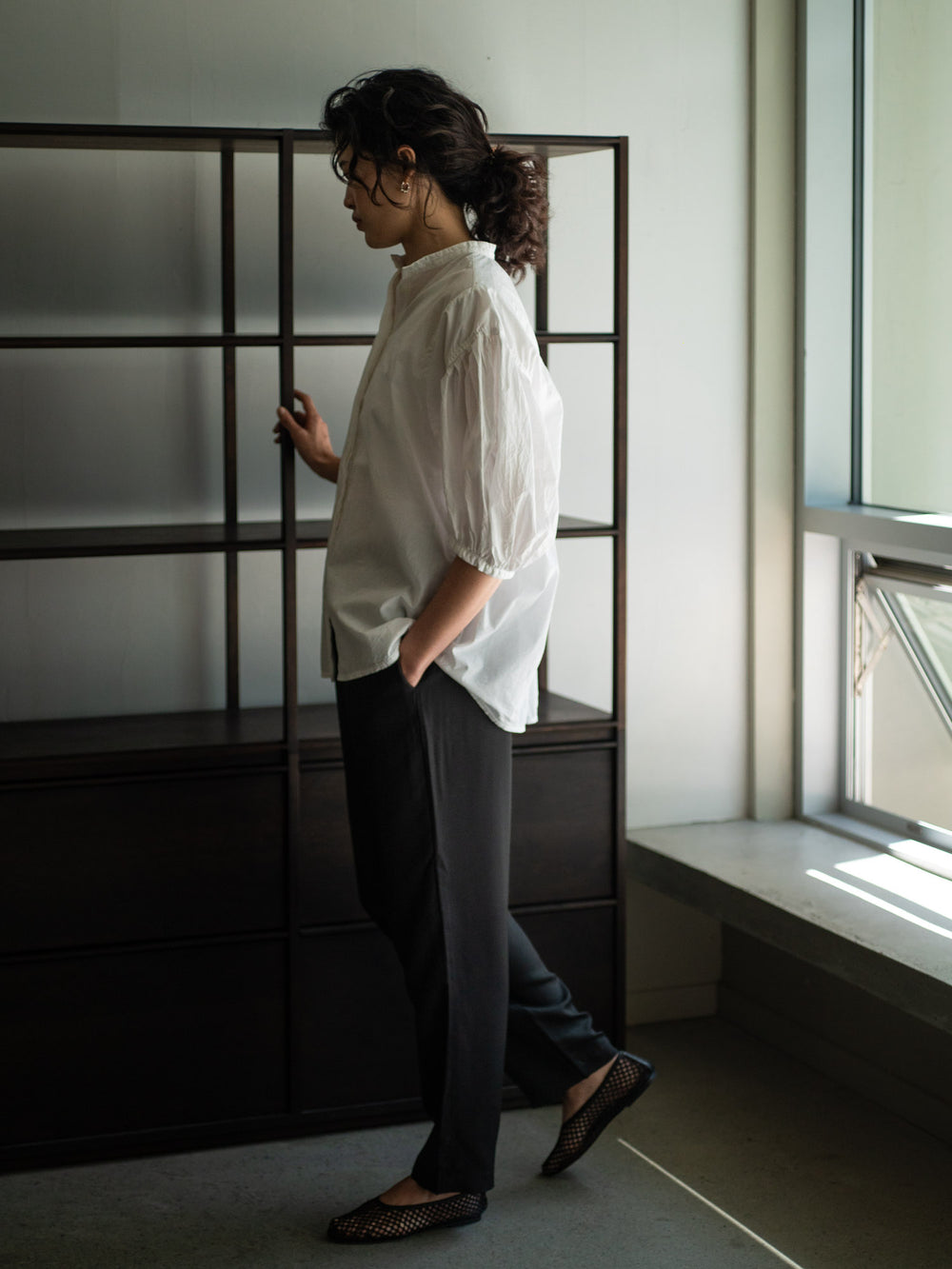 Cotton Puff Sleeve Shirt - White