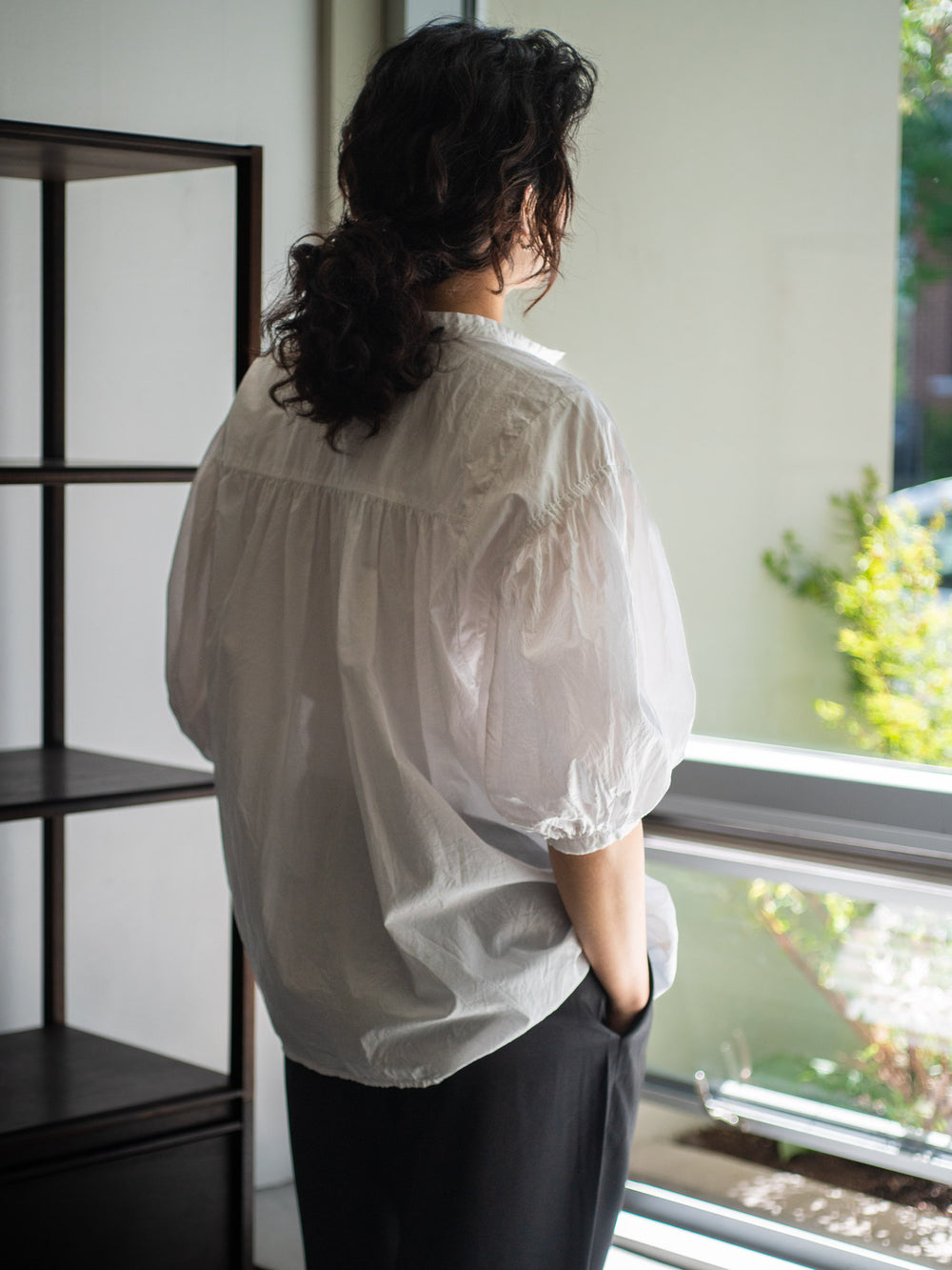 Cotton Puff Sleeve Shirt - White