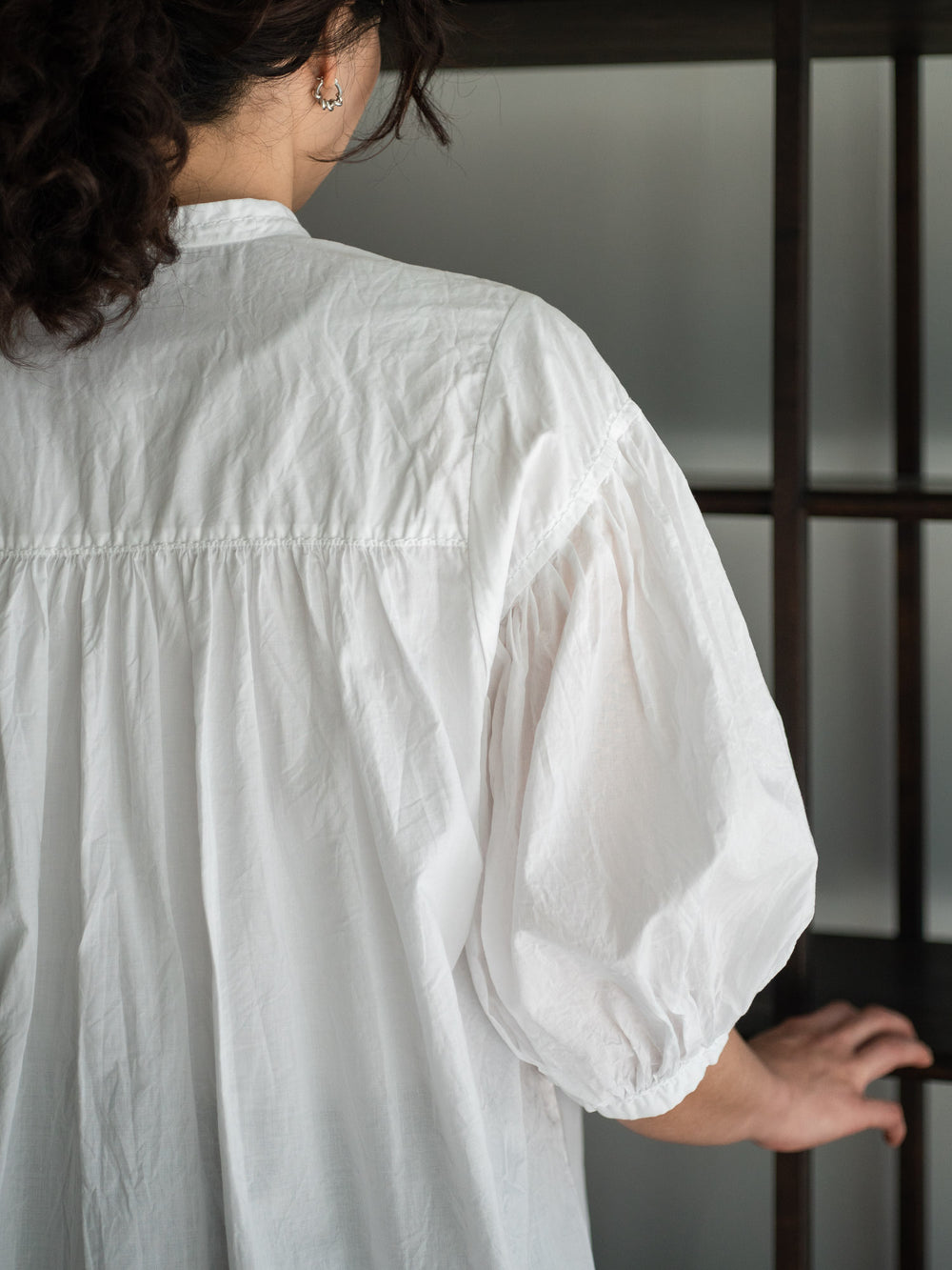 Cotton Puff Sleeve Shirt - White