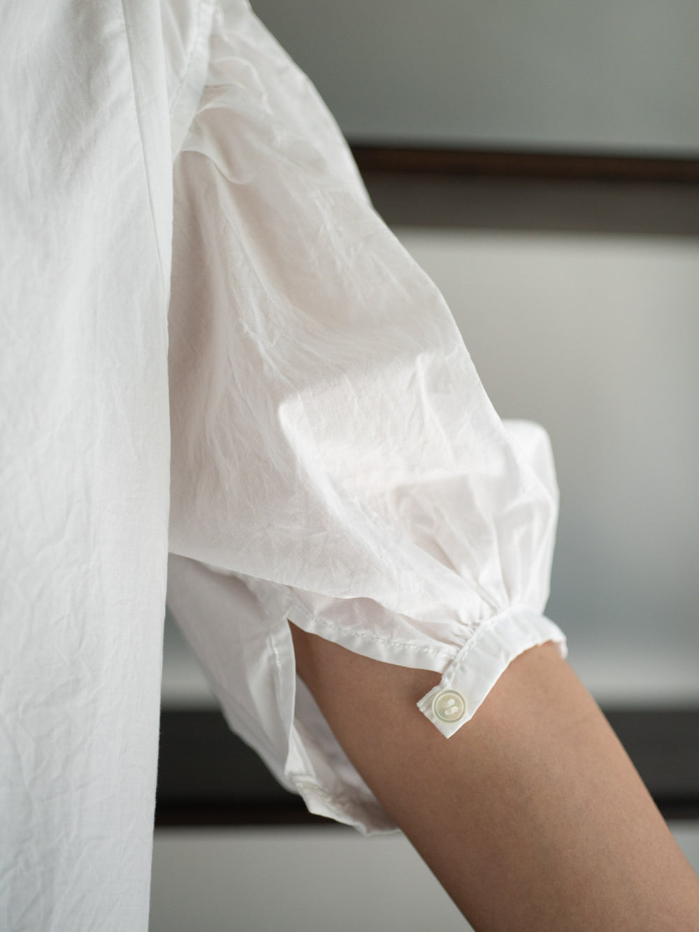 Cotton Puff Sleeve Shirt - White